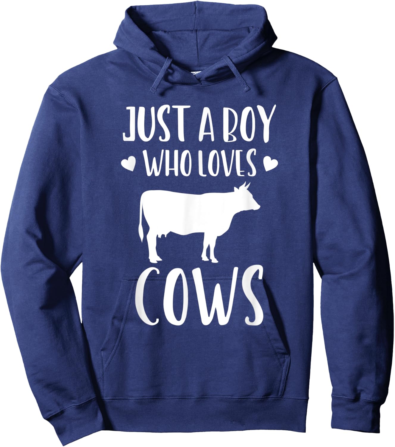 Just A Boy Who Loves Cows Funny Gift Farmer Hoodie - Hoodie | Navy