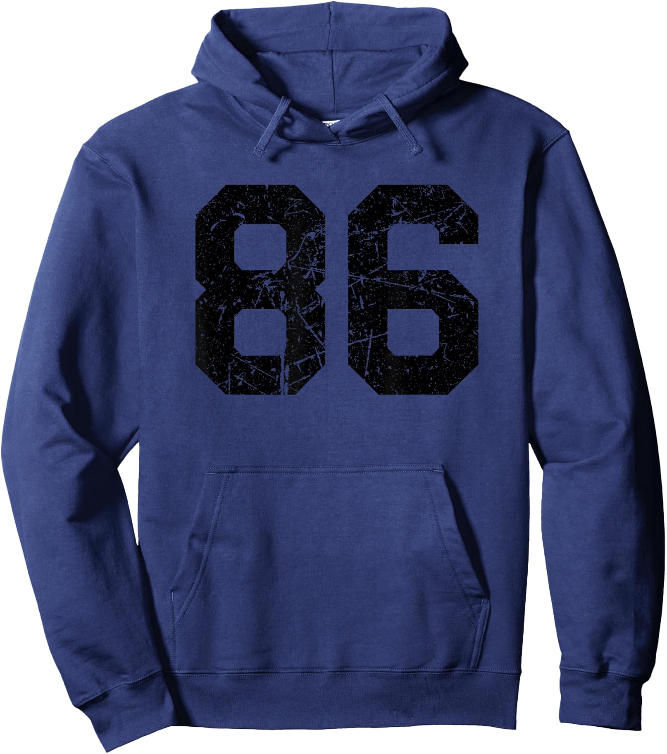 Number #86 Sport Black Distressed Number Hoodie - Hoodie | Navy