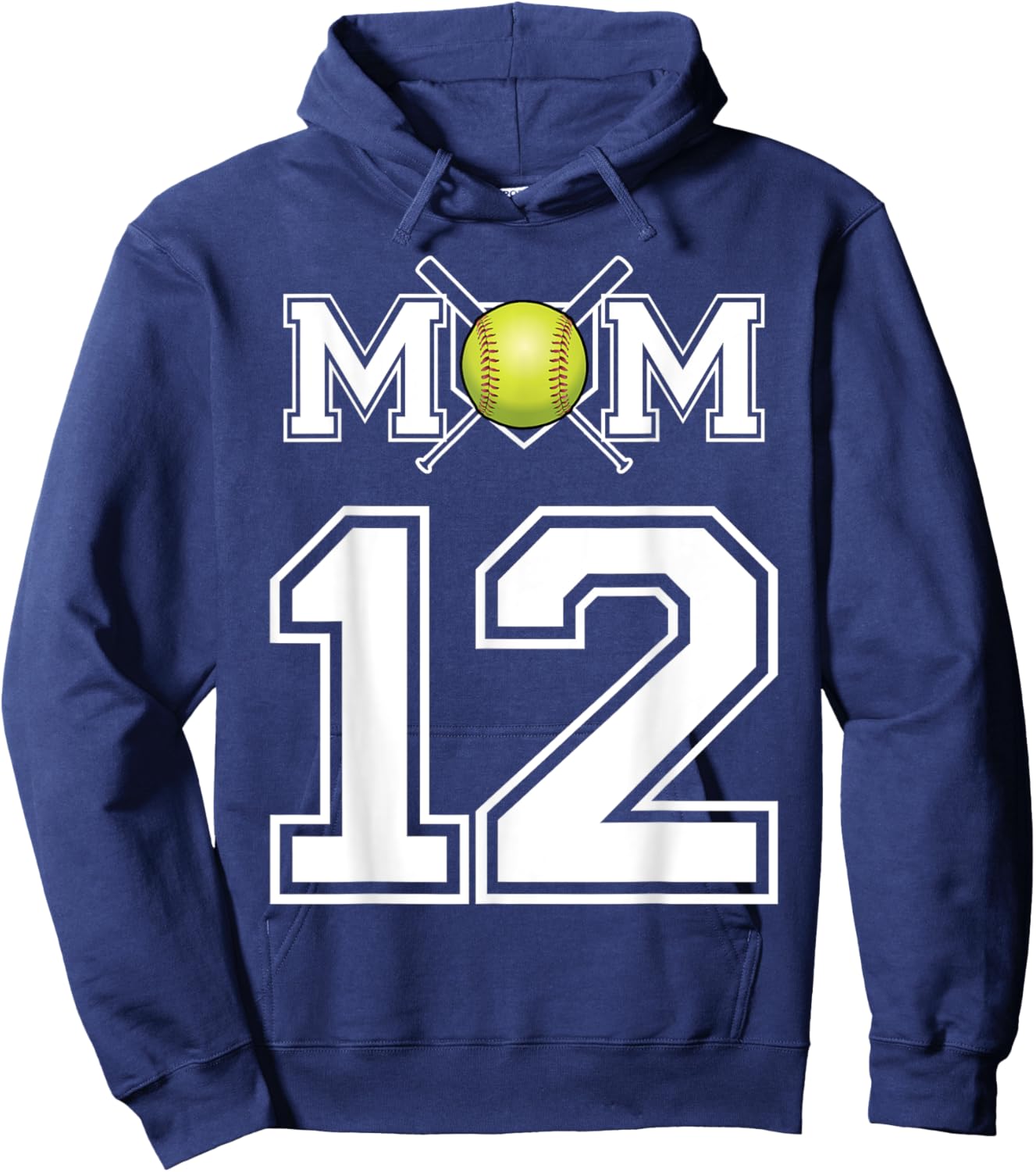 Number 12 Player Softball Mom Biggest Fan Wear Hoodie - Hoodie | Navy