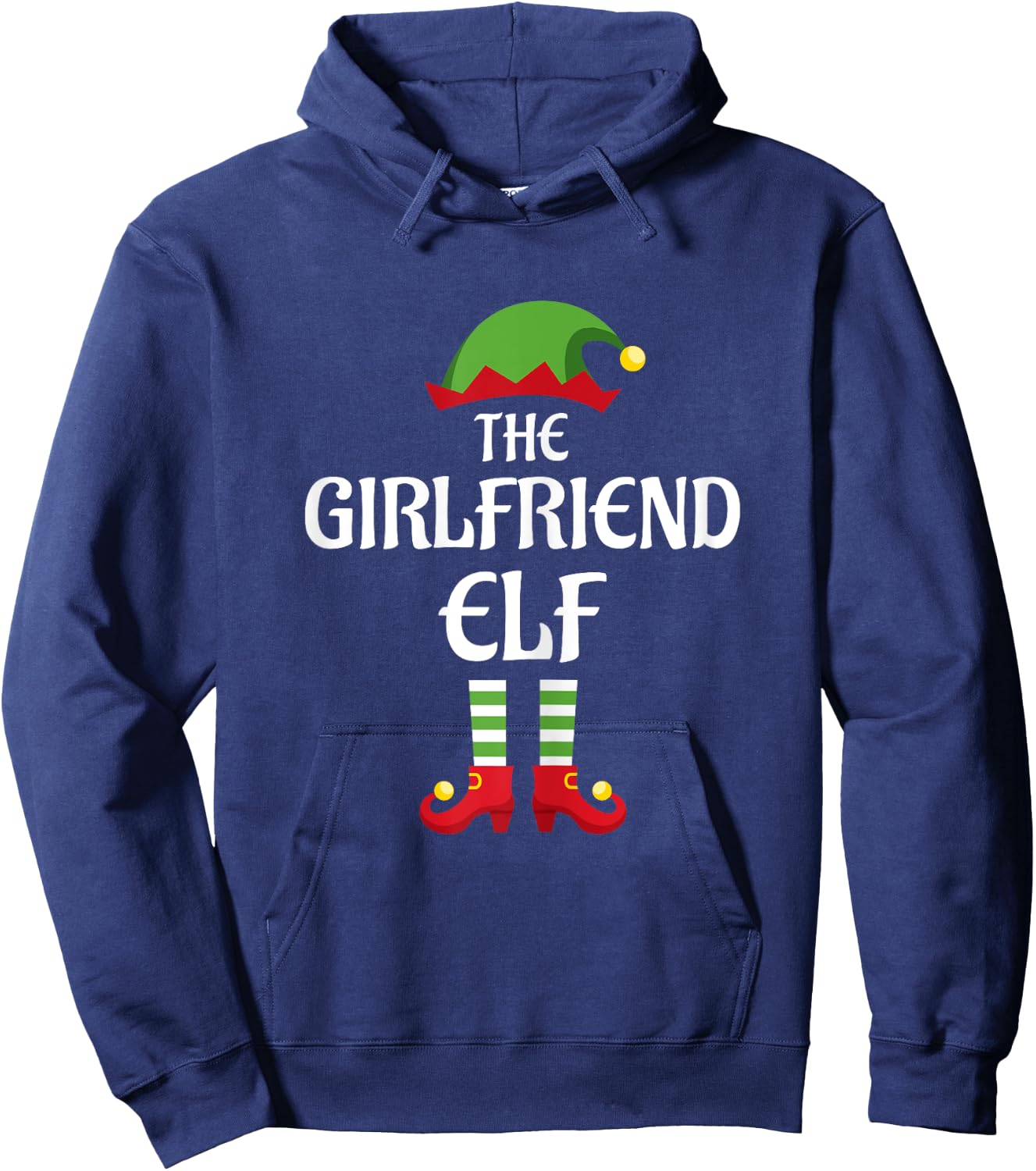 Girlfriend Elf Family Matching Group Christmas Hoodie - Hoodie | Navy