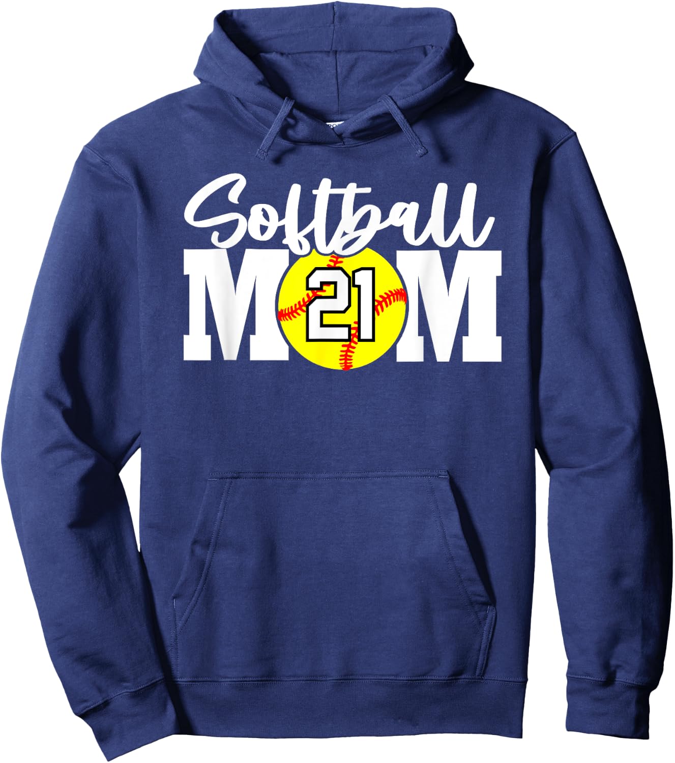 Softball Mom Number #21 Hoodie - Hoodie | Navy