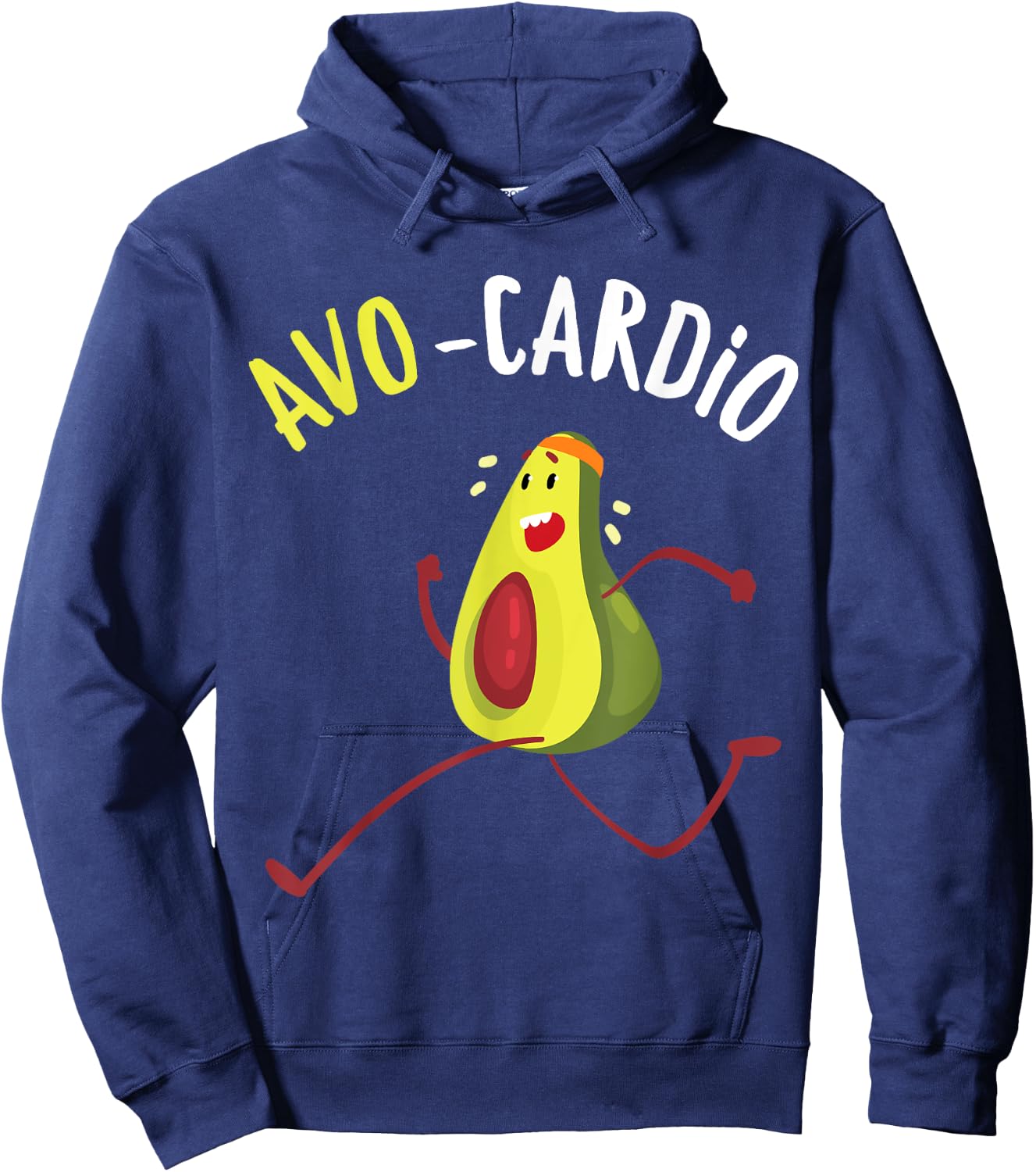 Funny Avo-Cardio Pun Workout Running Avocado Hoodie - Hoodie | Navy