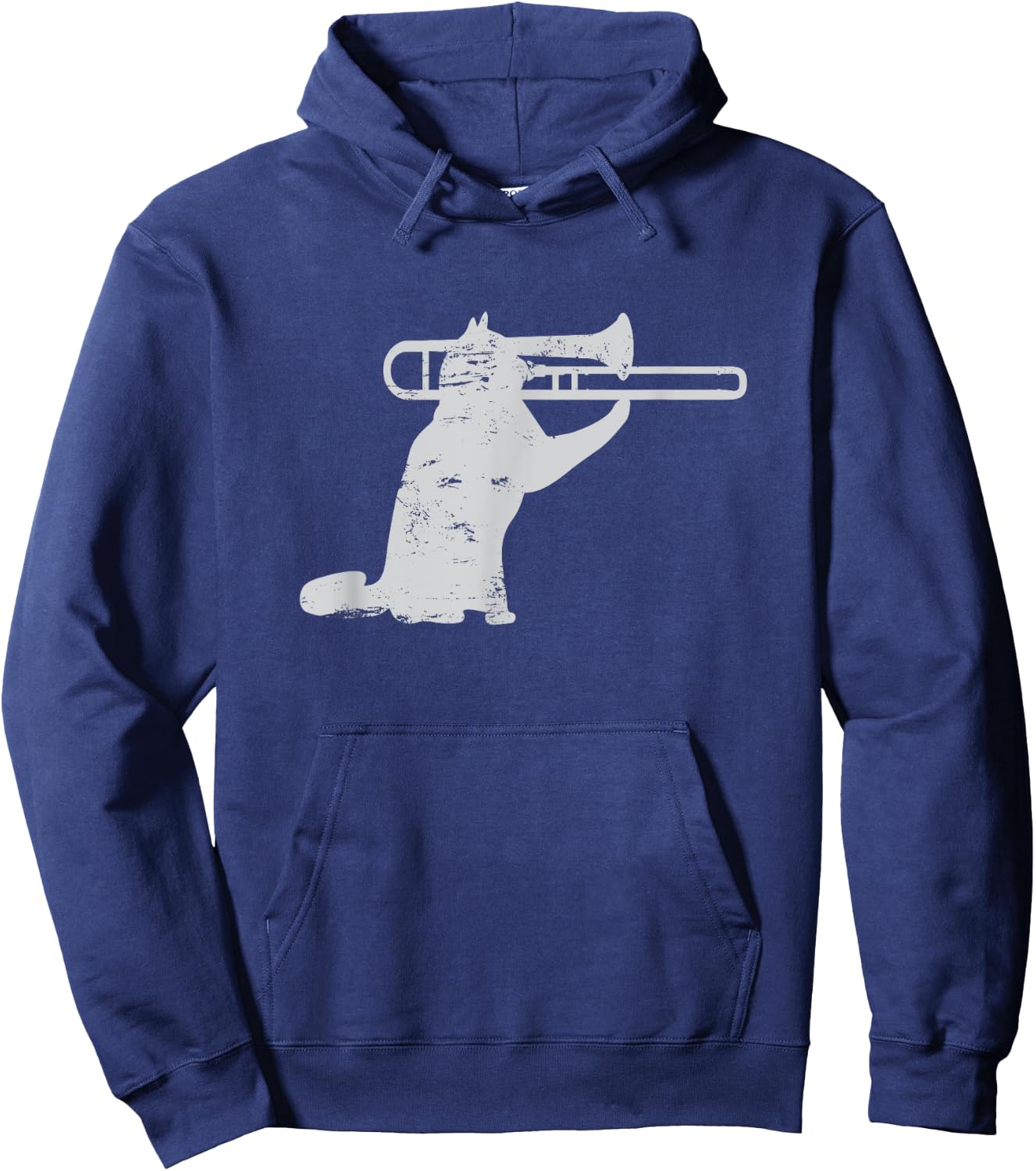 Jazz Cat Playing Trombone For Brass Players Hoodie - Hoodie | Navy