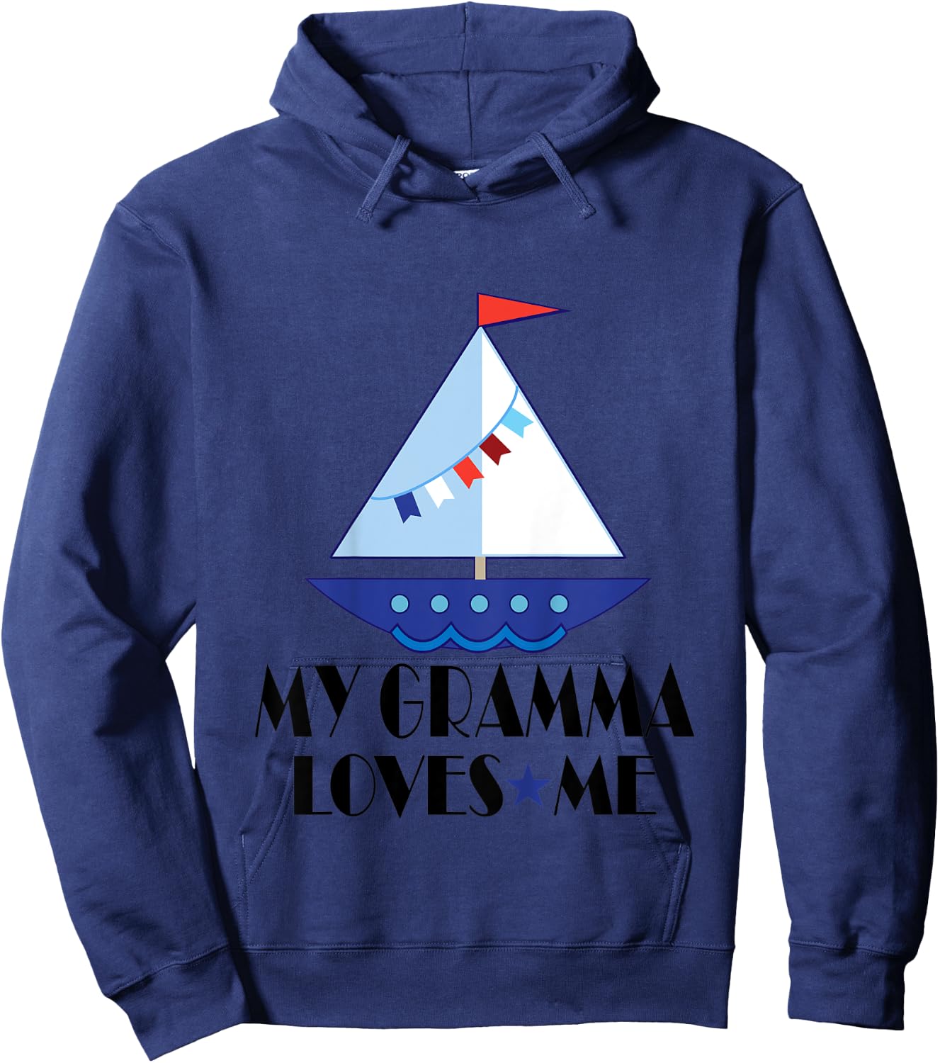 Kids My Gramma Loves Me Grandson Sailboat Hoodie - Hoodie | Navy