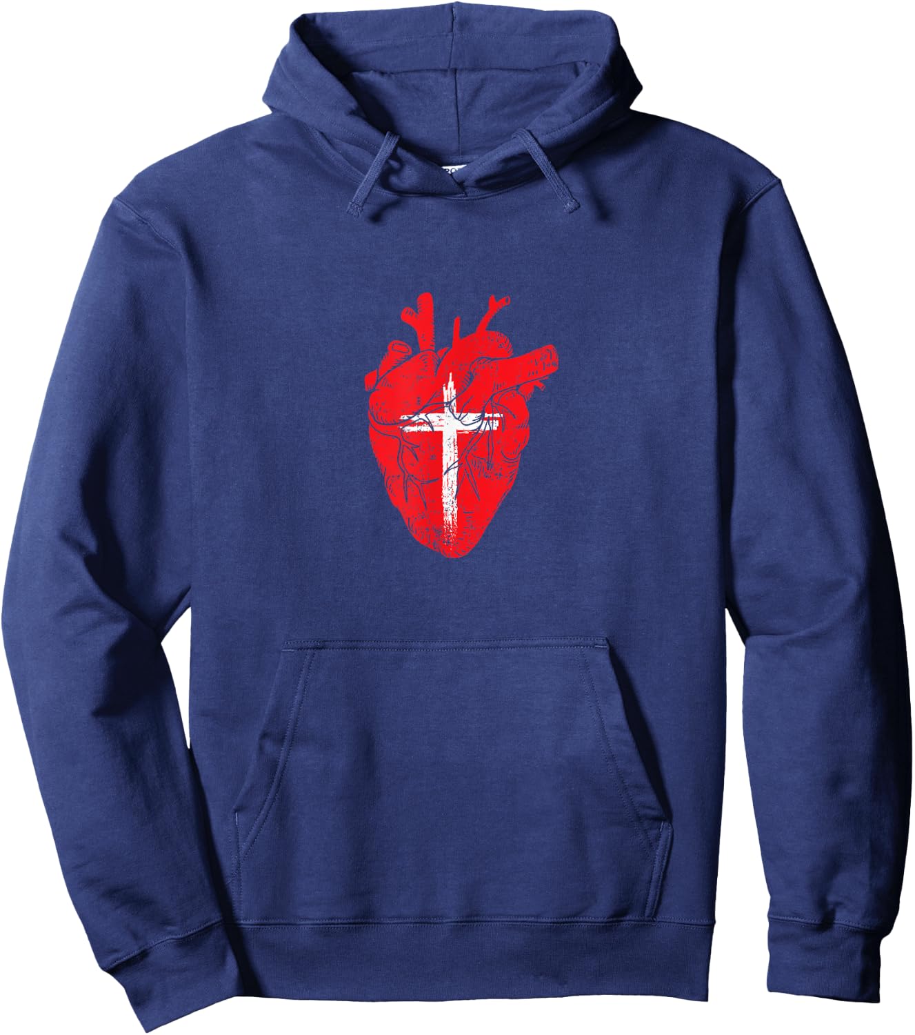 Red Heart Cross Design for Christian Believers Hoodie - Hoodie | Navy