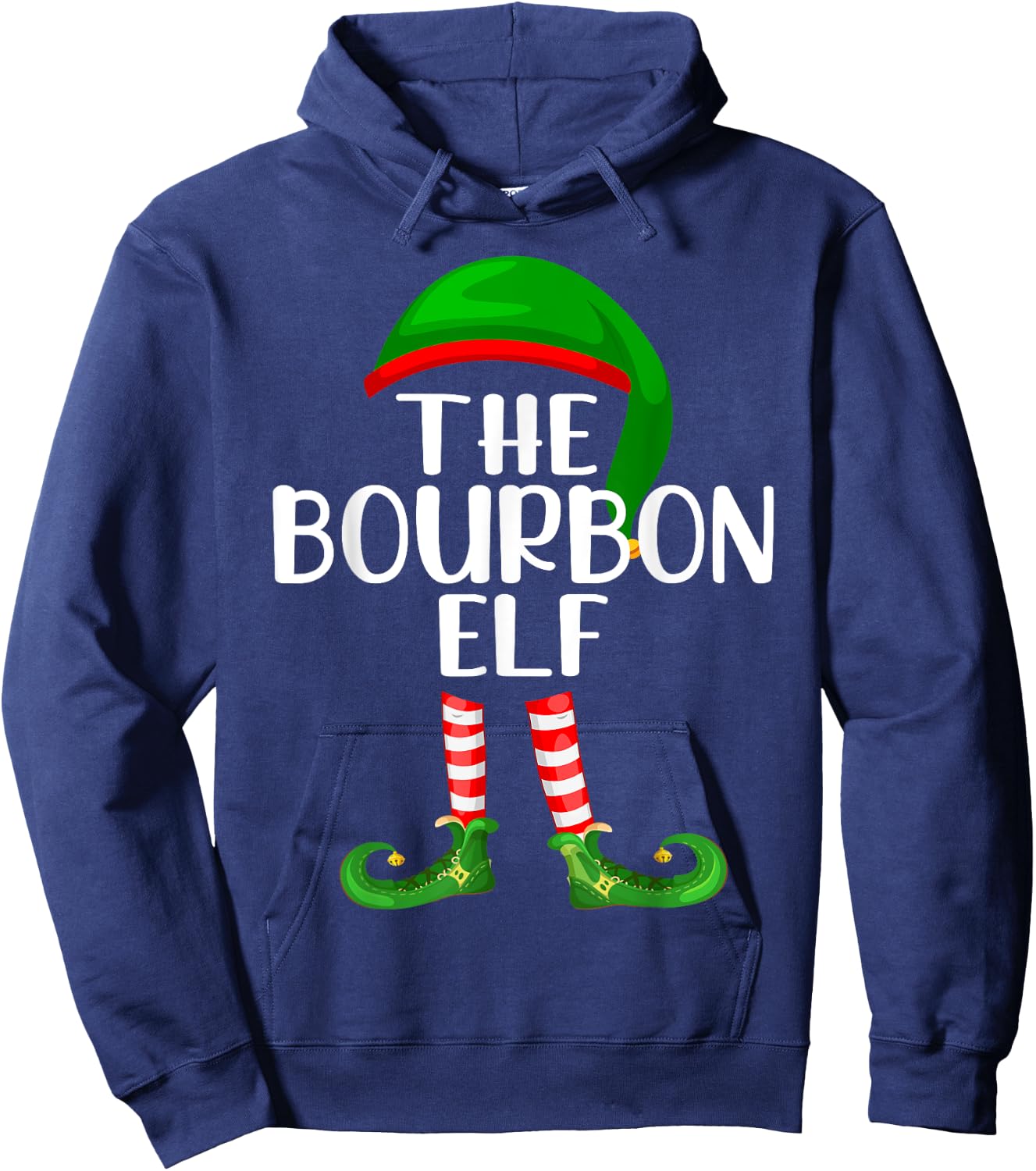 Funny The Bourbon Elf Matching Family Christmas Hoodie - Hoodie | Navy