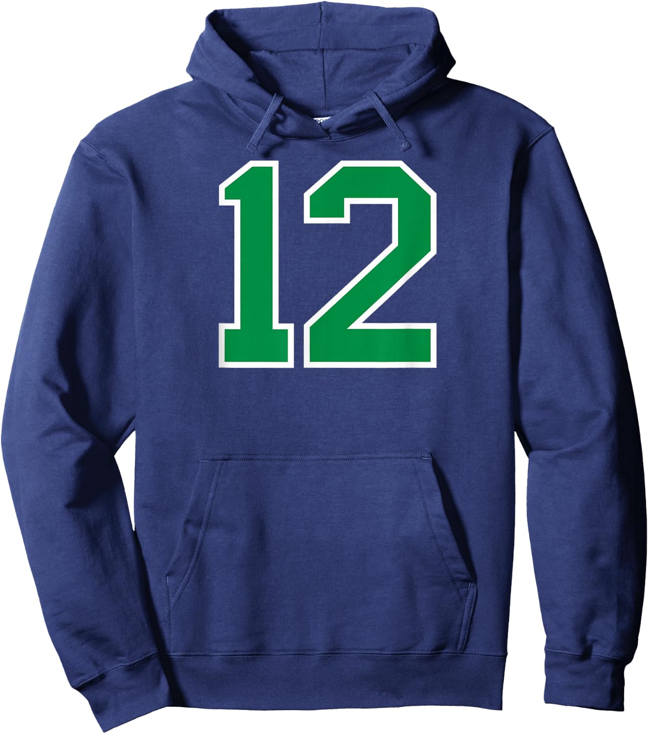 Number #12 Sport Green Varsity Number Hoodie - Hoodie | Navy