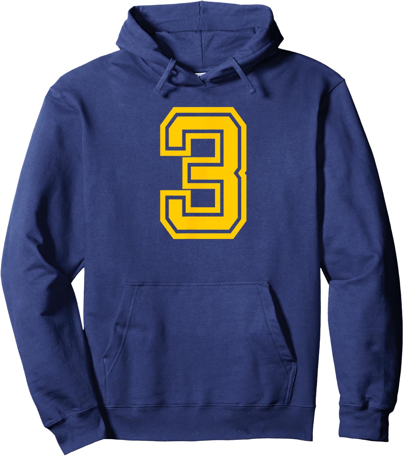 Yellow Sports Team Number #3 Hoodie - Hoodie | Navy