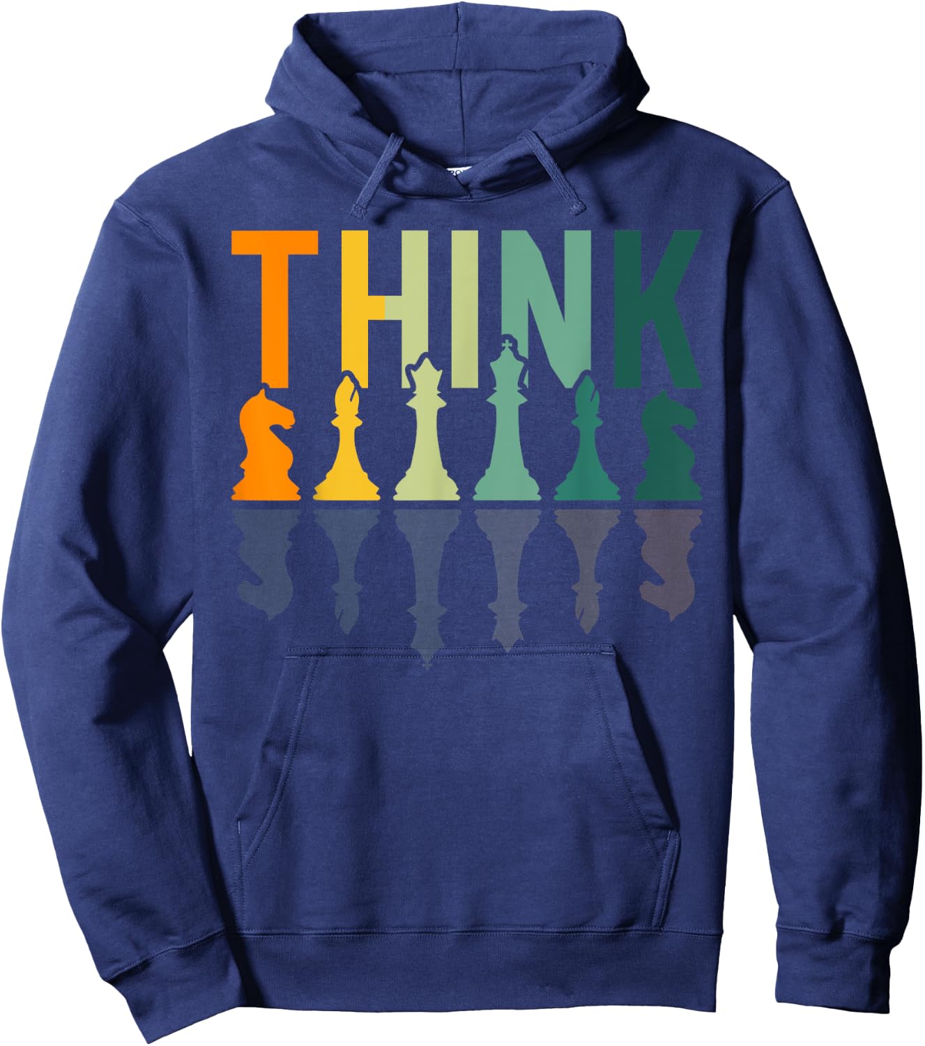 Think chessboard figures vintage chess player Hoodie - Hoodie | Navy