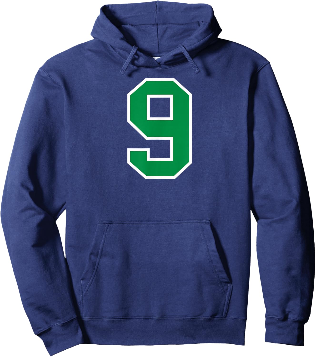 Number #9 Sport White Green Number Hoodie - Hoodie | Navy