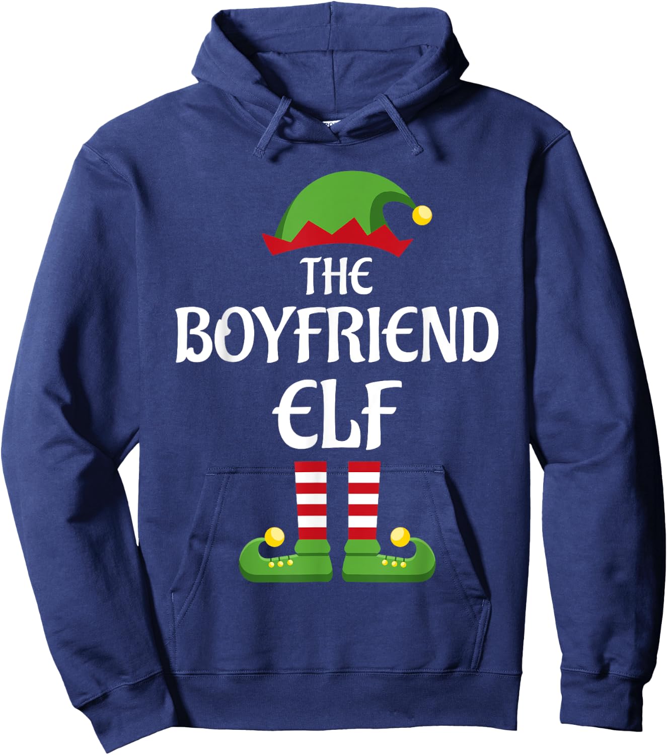Boyfriend Elf Family Matching Group Christmas Hoodie - Hoodie | Navy