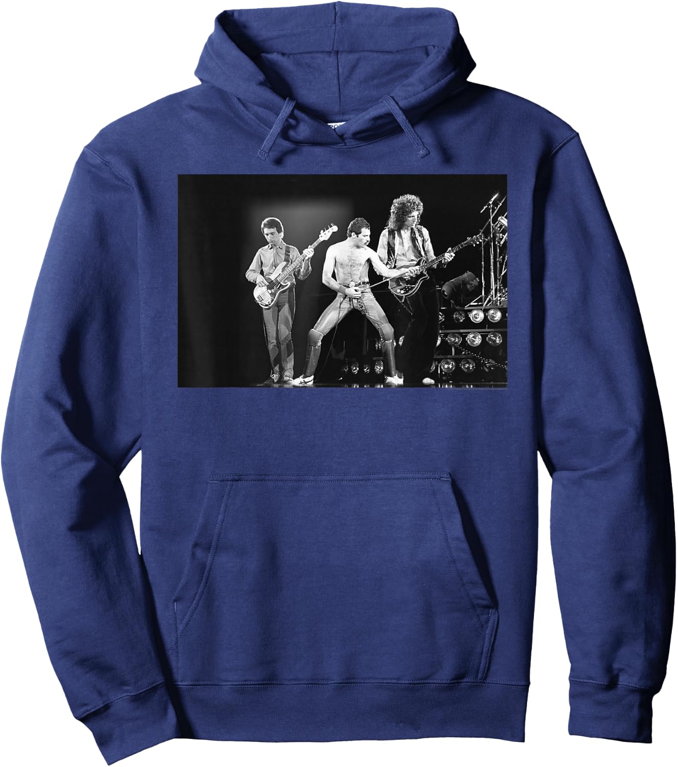 Queen Official Freddie Mercury Live B&W Photo Hoodie - Hoodie | Navy