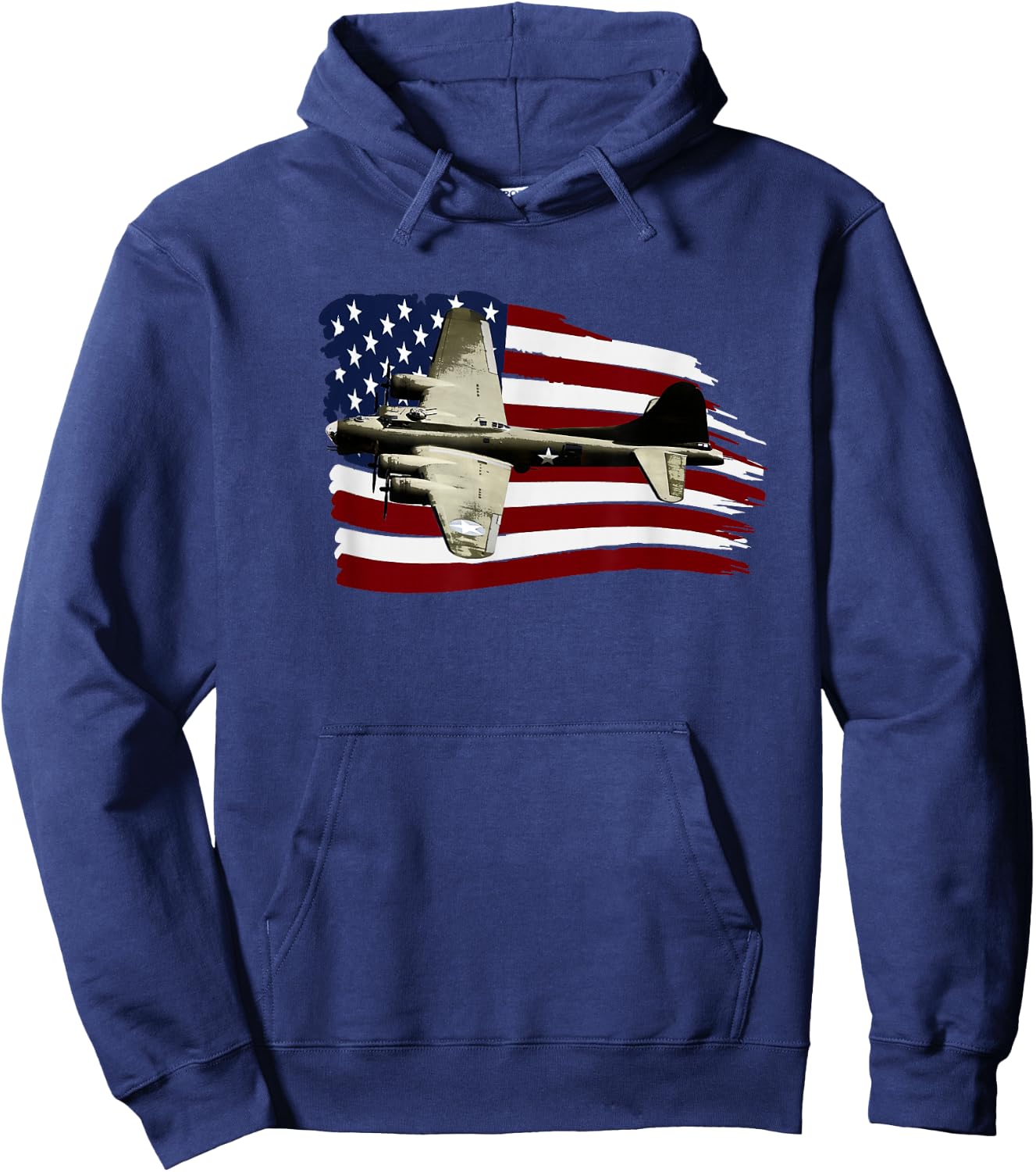 B-17 Flying Fortress WW2 Bomber Us Flag Pilot Hoodie - Hoodie | Navy
