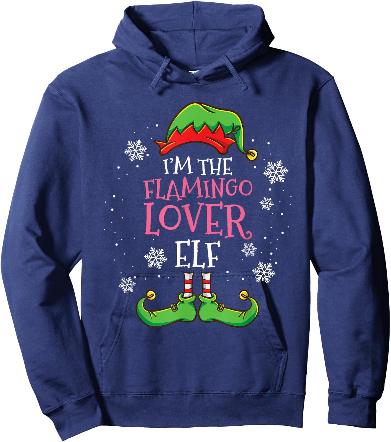 Im The Flamingo Lover Elf Christmas Hoodie - Hoodie | Navy