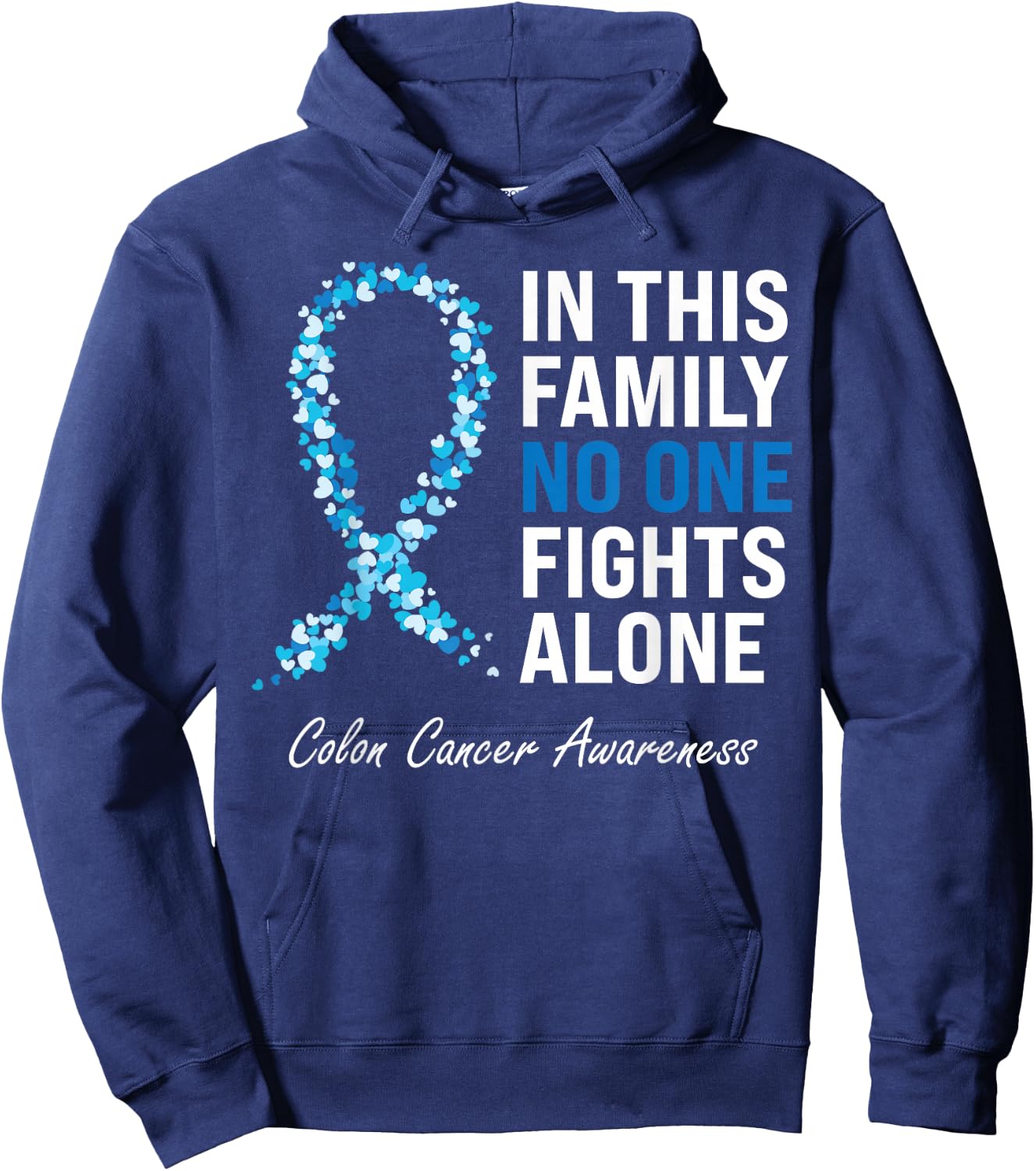 Colorectal Cancer Colon Cancer Blue Ribbon Hoodie - Hoodie | Navy