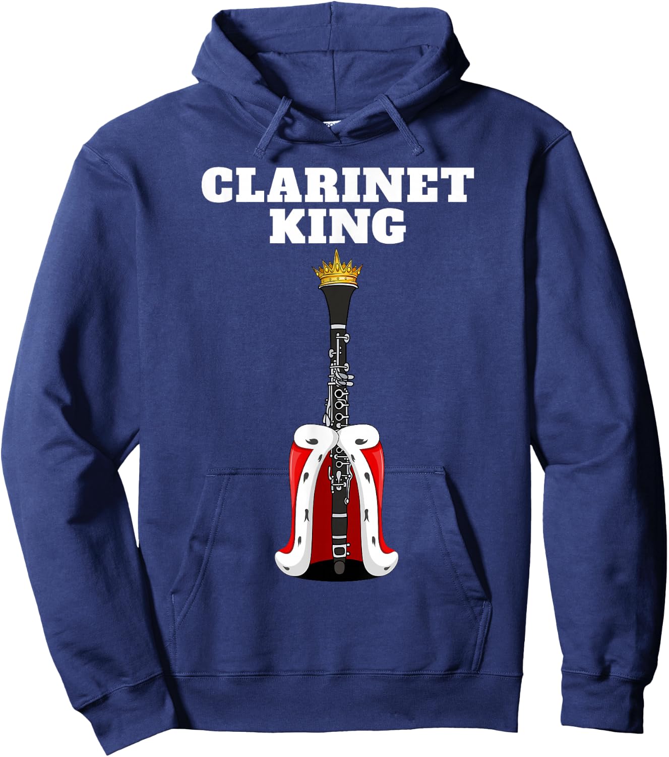Clarinet Shirts for Boys | Black Clarinet King Hoodie - Hoodie | Navy