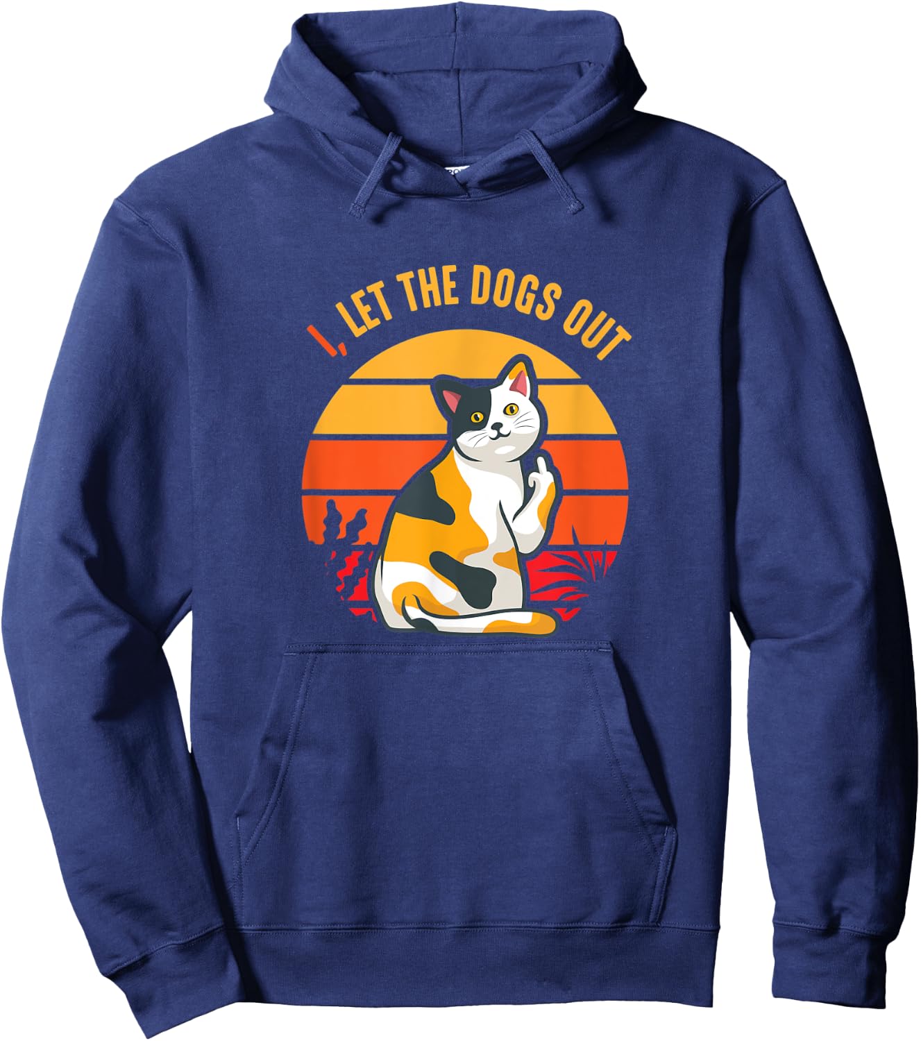I Let The Dogs Out With Cat Gesture Hoodie - Hoodie | Navy