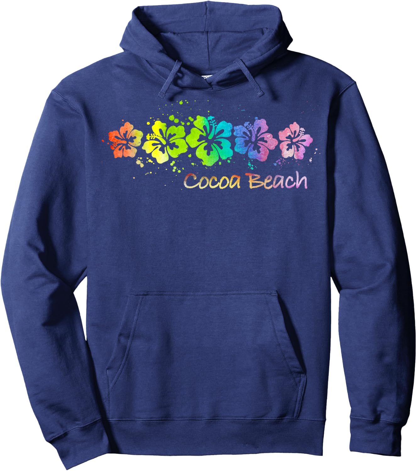 Cocoa Beach, Florida Watercolor Beach & Surf Hoodie - Hoodie | Navy