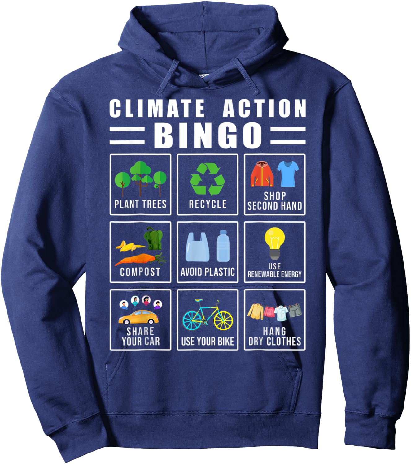 Climate Action Bingo Earth Day Climate Change Hoodie - Hoodie | Navy