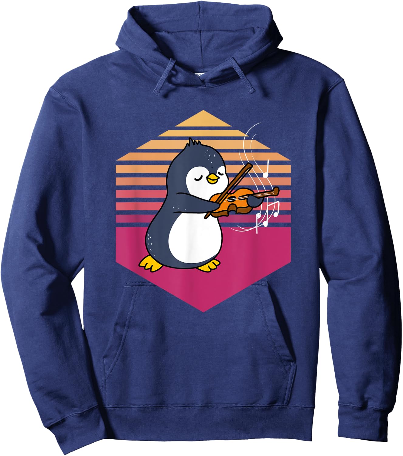 Penguin Playing Violin Vintage Hoodie - Hoodie | Navy