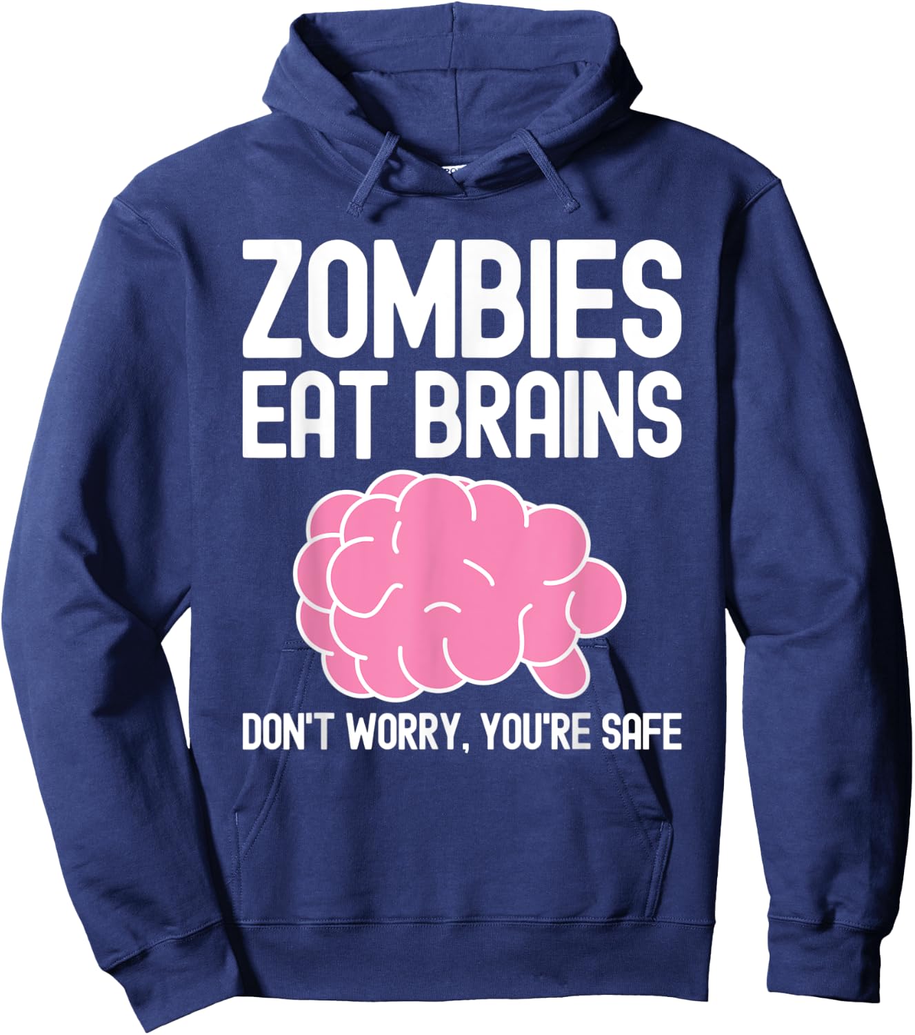 Zombies Eat Brains, Funny Halloween Hoodie - Hoodie | Navy