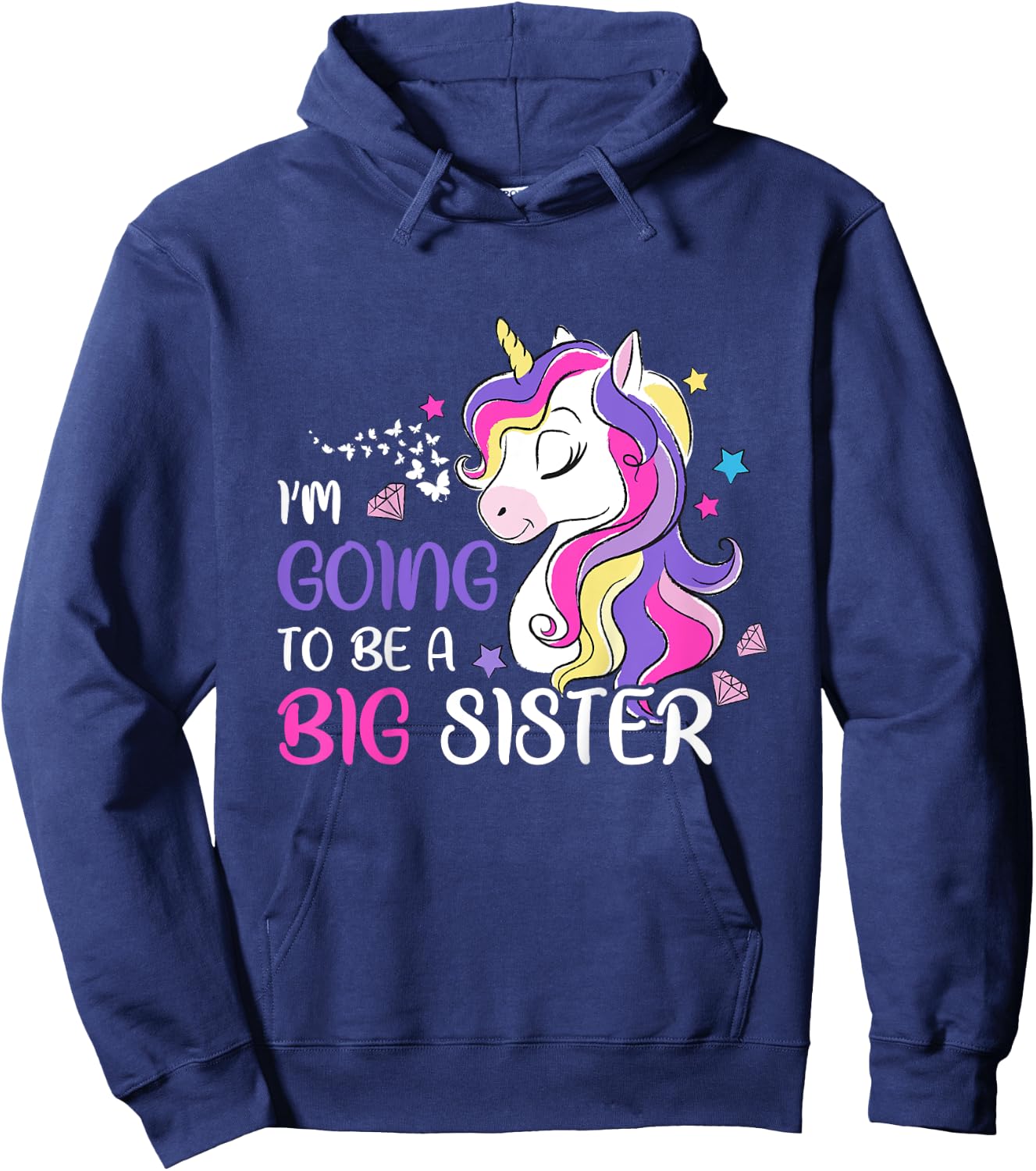 I'm Going To Be A Big Sister Unicorn Hoodie - Hoodie | Navy