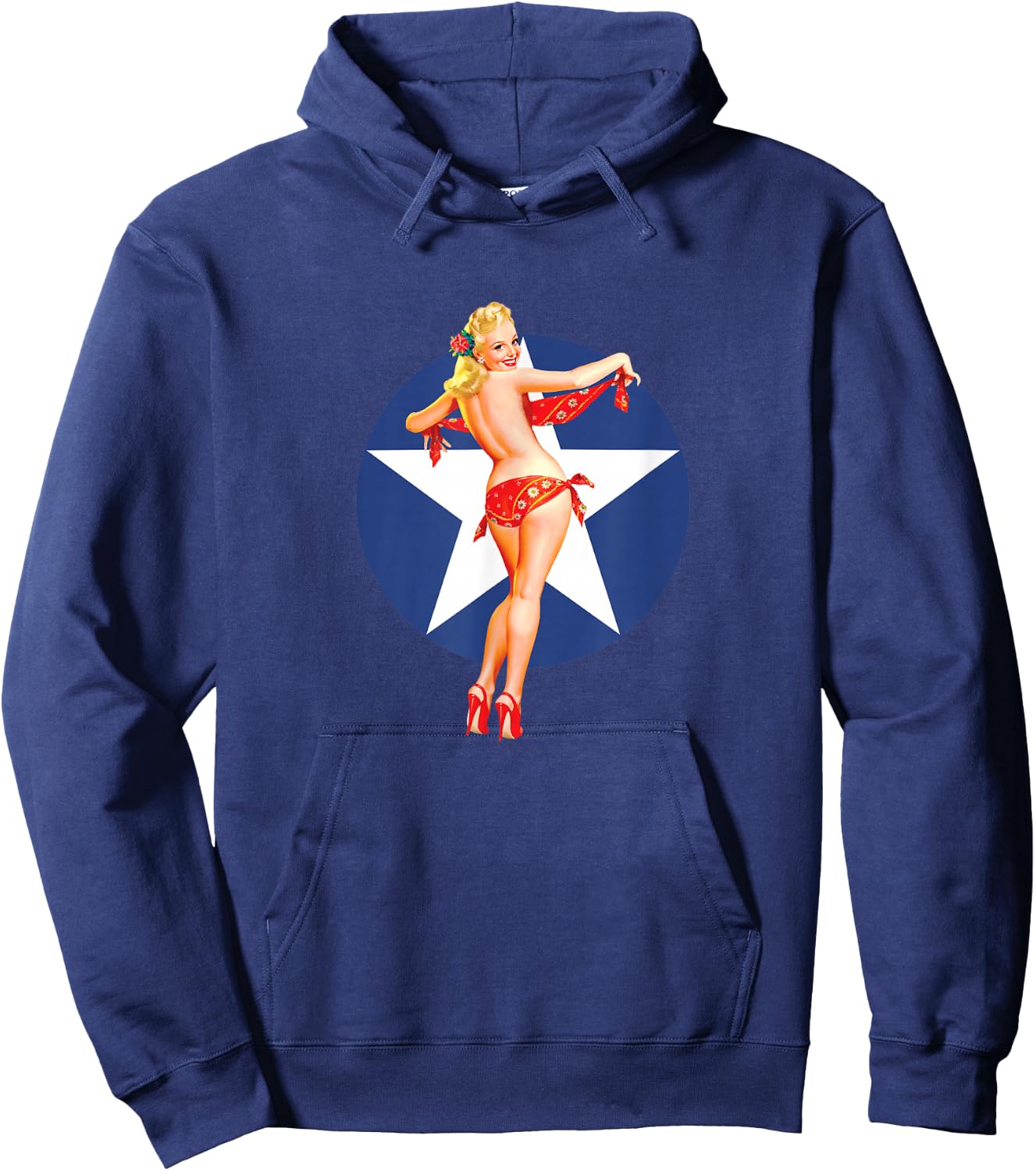 Patriotic Vintage Sexy Pinup Girl Hoodie - Hoodie | Navy