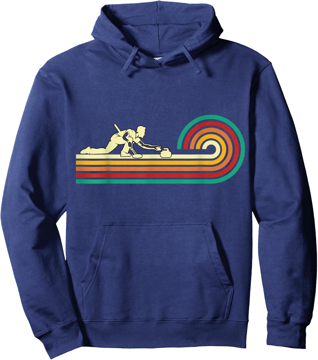Curler sliding Curling Stone Retro Curling Hoodie - Hoodie | Navy