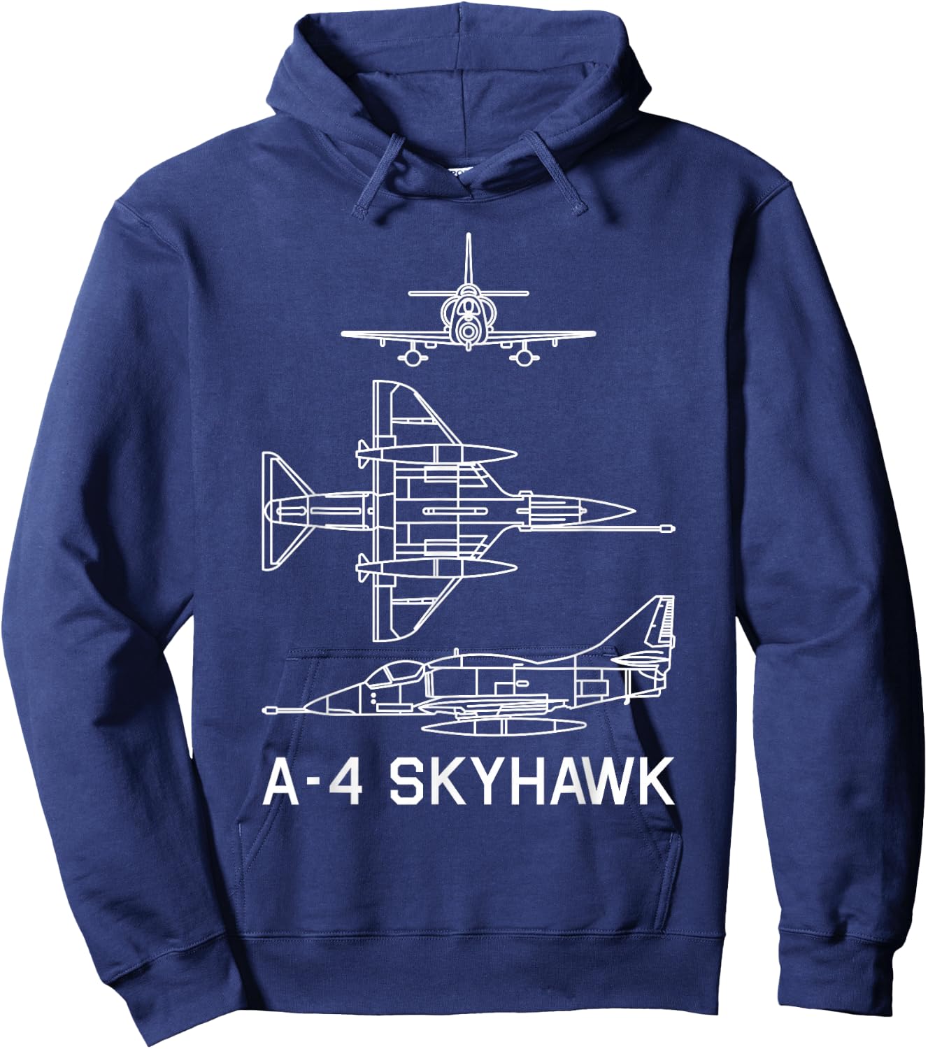 A-4 Skyhawk American Plane Blueprint Diagram Hoodie - Hoodie | Navy