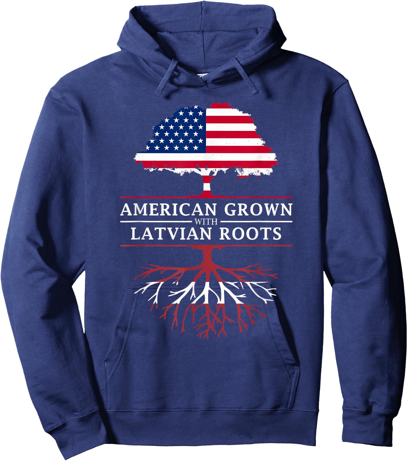 American Grown with Latvian Roots - Latvia Hoodie - Hoodie | Navy