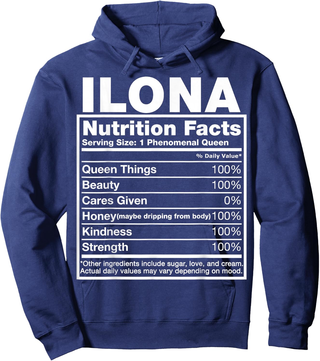 Ilona Nutrition Facts Ilona Name Birthday Shirt Hoodie - Hoodie | Navy