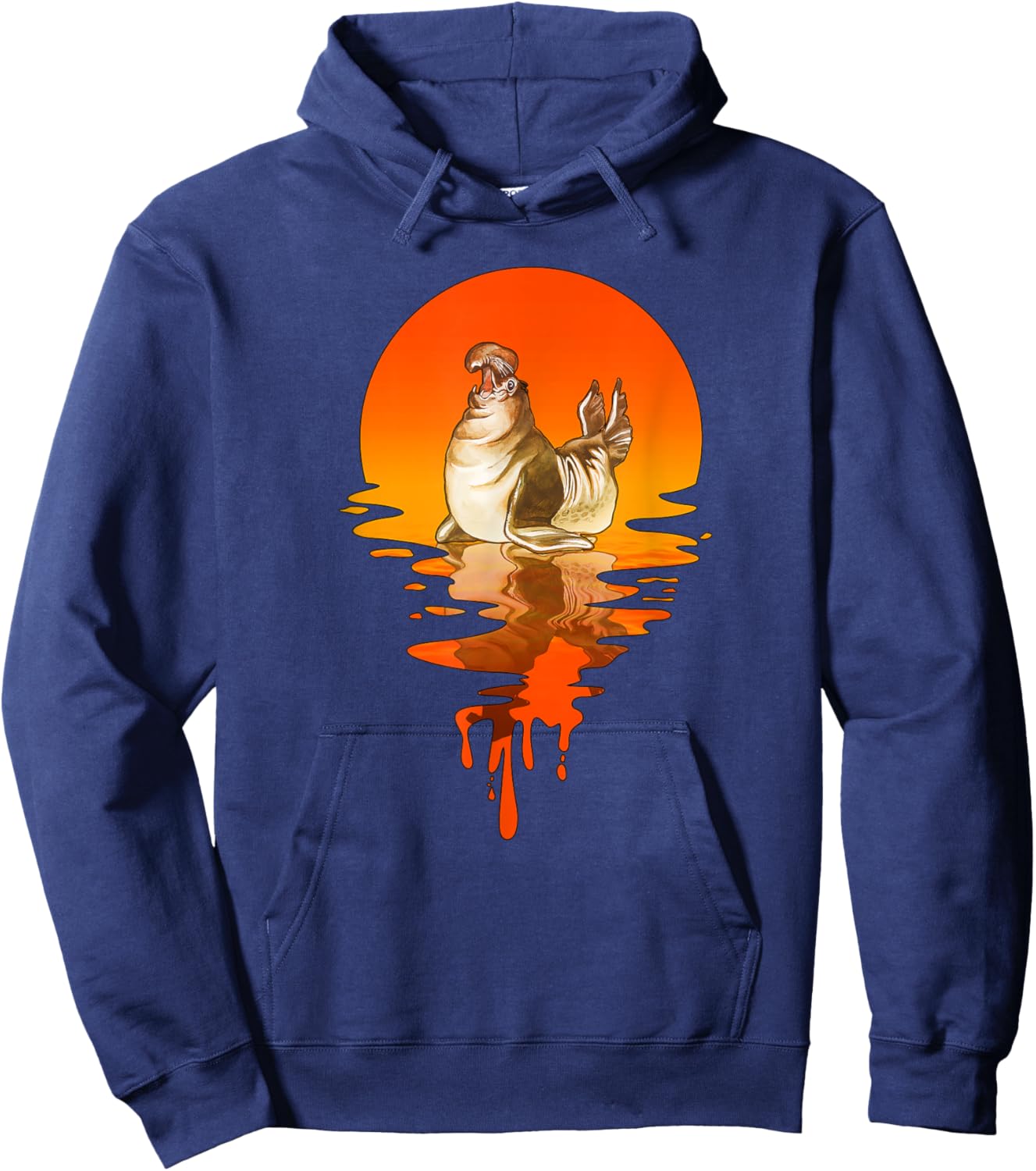 Vintage Retro Style Elephant Seal Hoodie - Hoodie | Navy