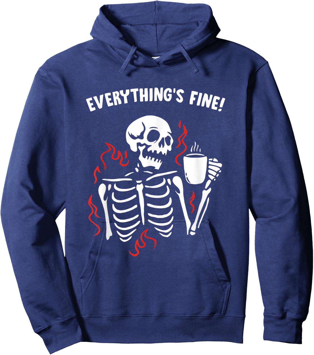 Skeleton Smiling Skull drinking Coffee Hoodie - Hoodie | Navy