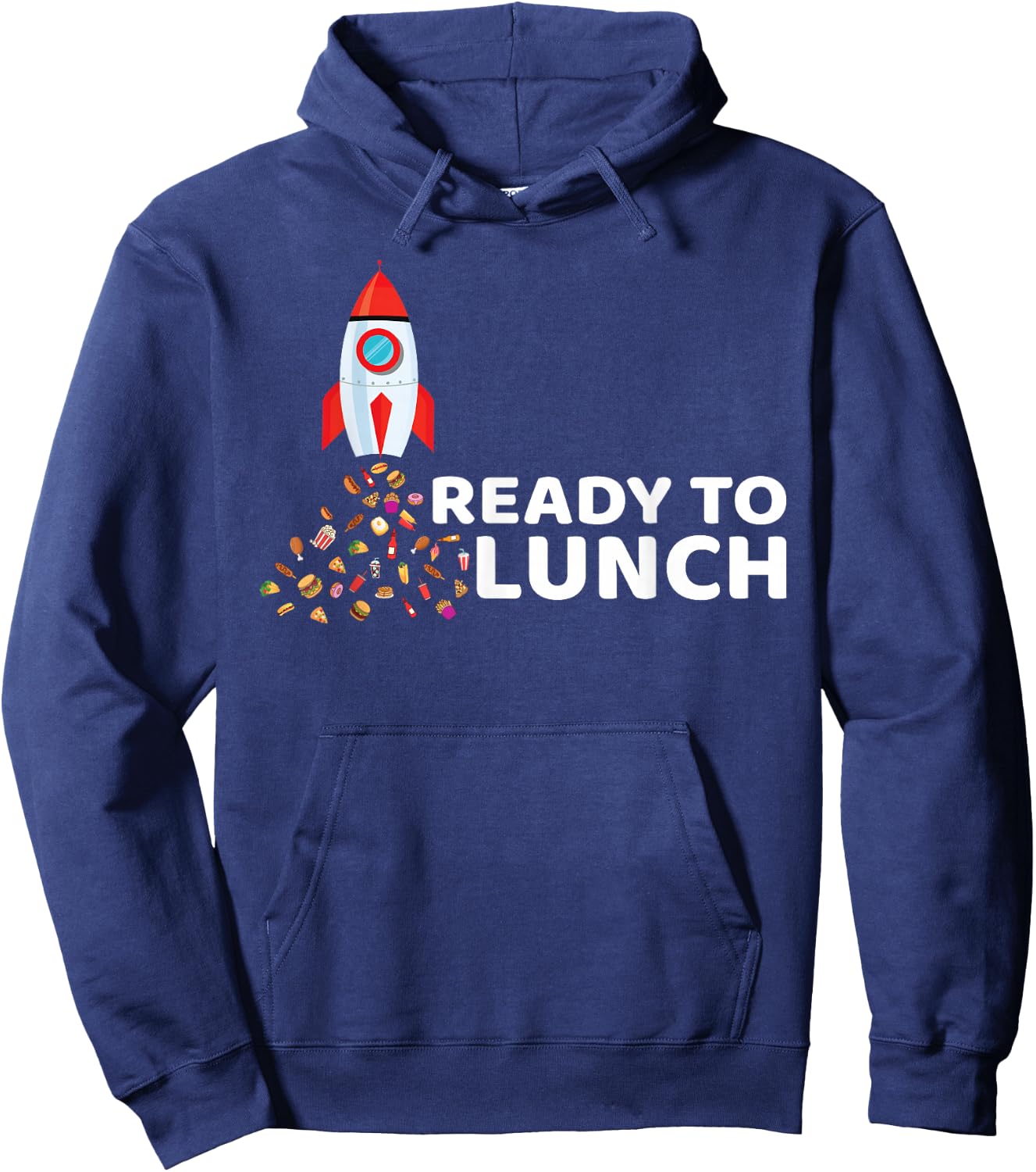 Ready To Lunch - Food Space & Pizza Rocket Hoodie - Hoodie | Navy