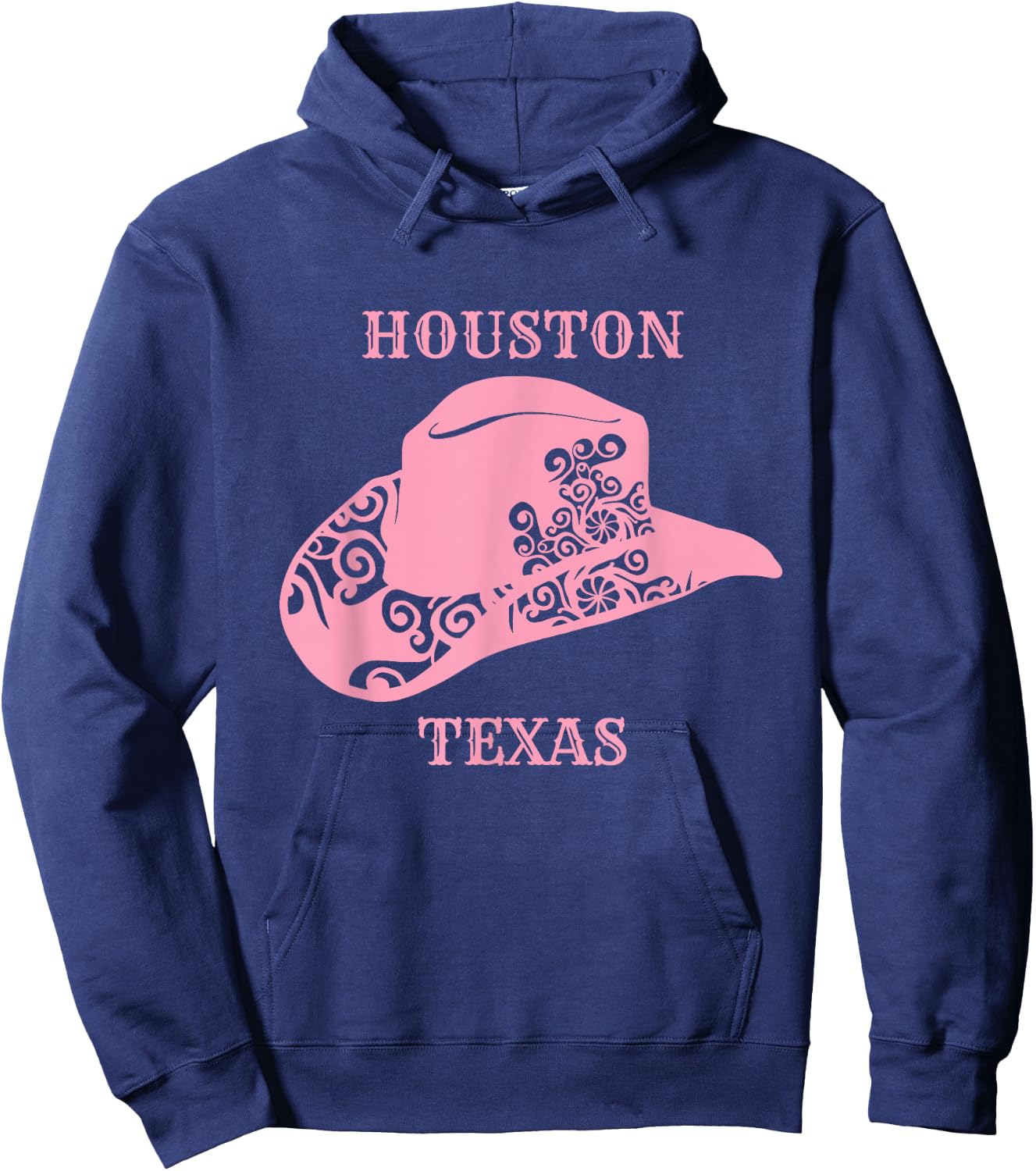 Pink Houston Texas Cowgirl Hat Hoodie - Hoodie | Navy