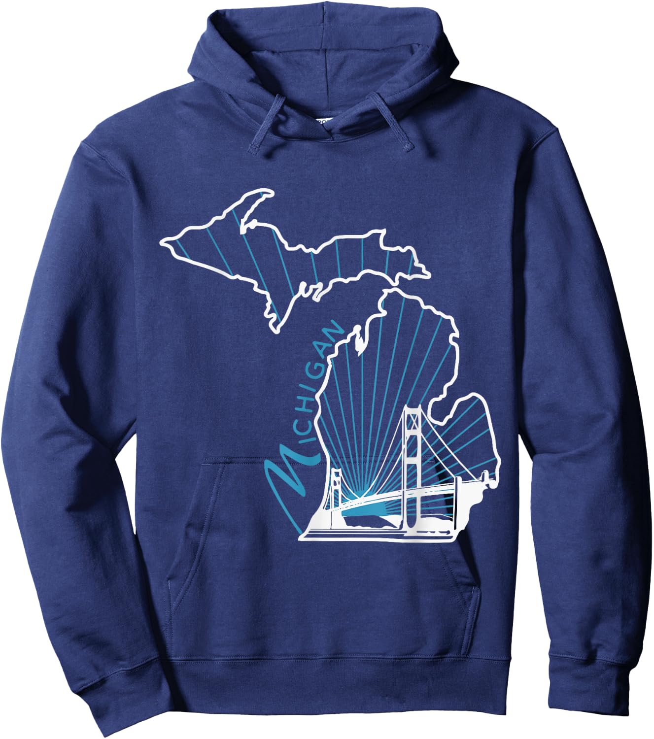Michigan Map Vintage Hoodie - Hoodie | Navy