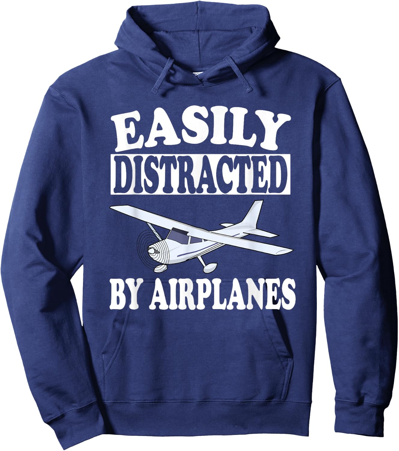 Easily Distracted By Airplanes Funny Pilot Gift Hoodie - Hoodie | Navy