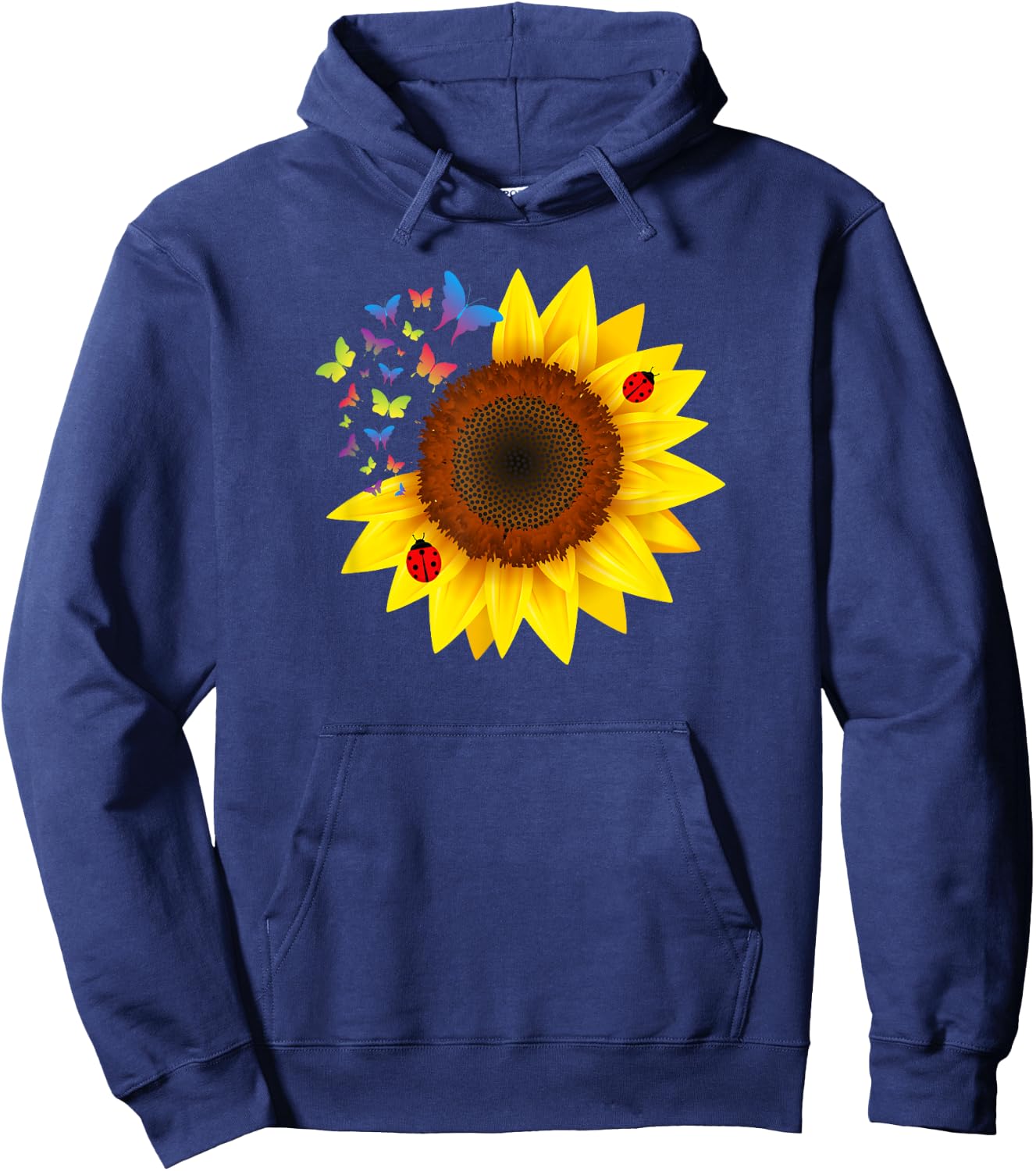 Sunflower, Ladybug, Butterflys, Design Hoodie - Hoodie | Navy