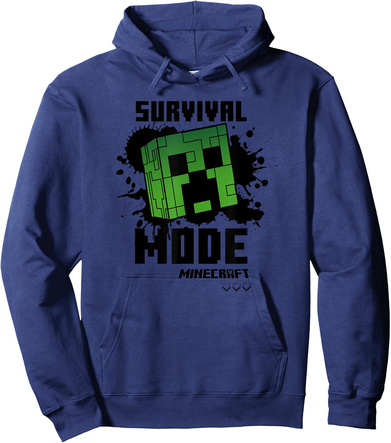 Minecraft Creeper Black Splat Survival Mode Hoodie - Hoodie | Navy