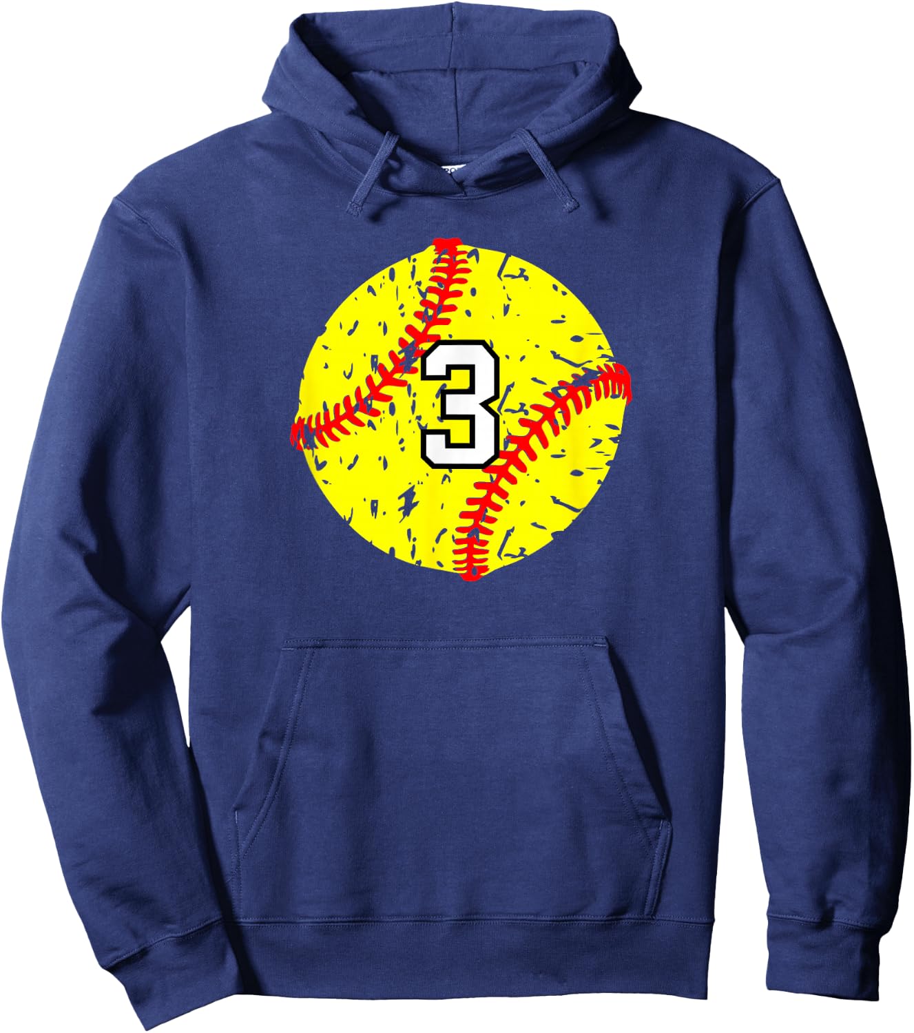 Softball Number #3 Hoodie - Hoodie | Navy