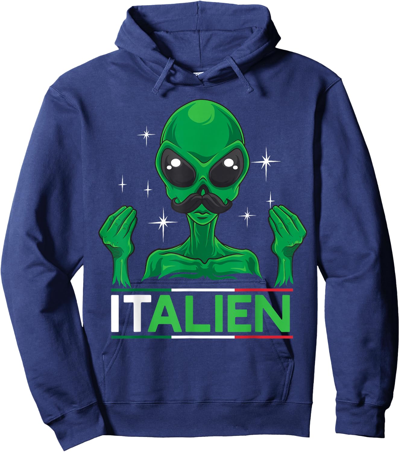 Funny Italian Alien Pun Italy Hand Gesture Hoodie - Hoodie | Navy