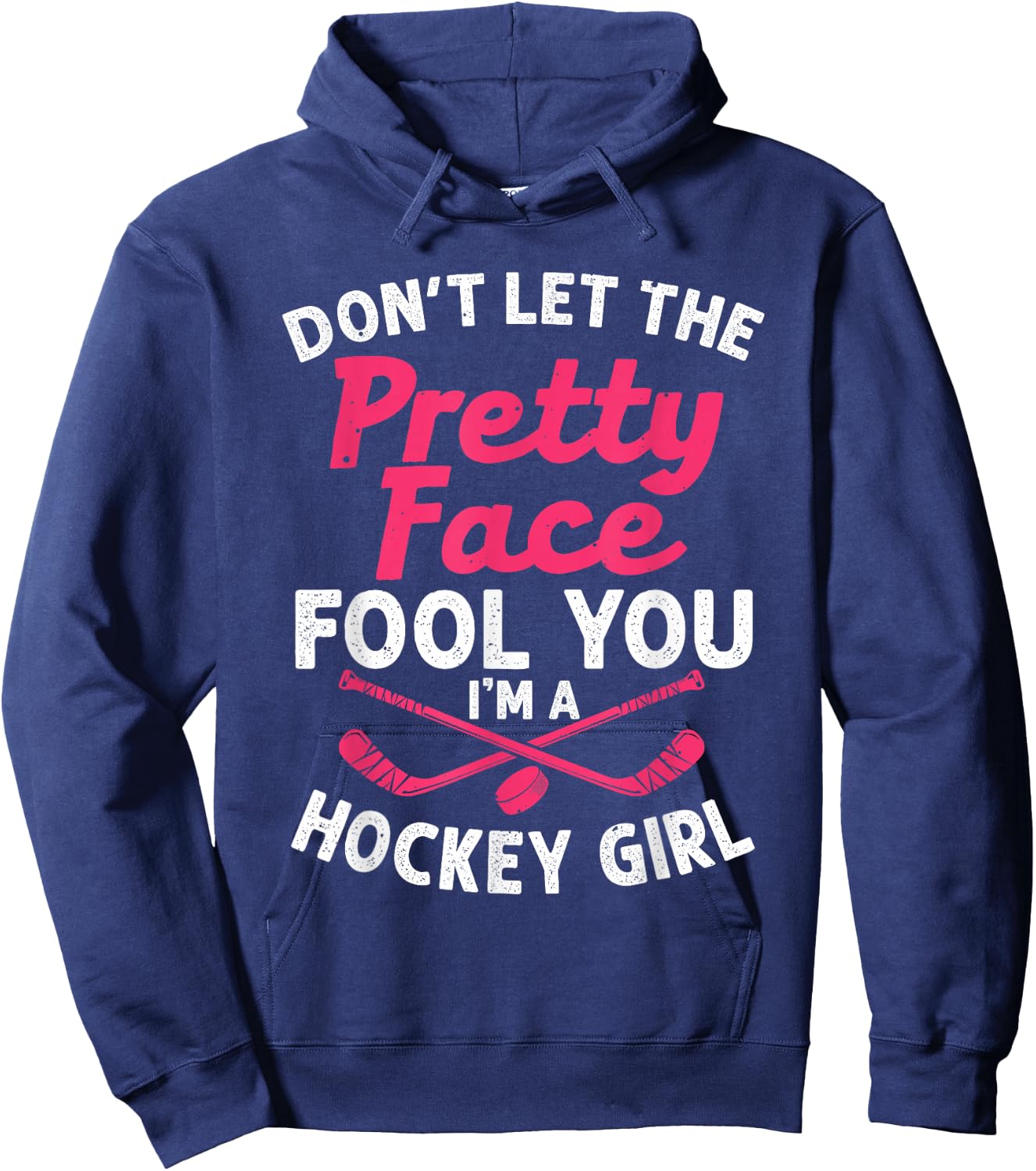 Funny Girl Hockey Gift Kids Ice Hockey Players Hoodie - Hoodie | Navy