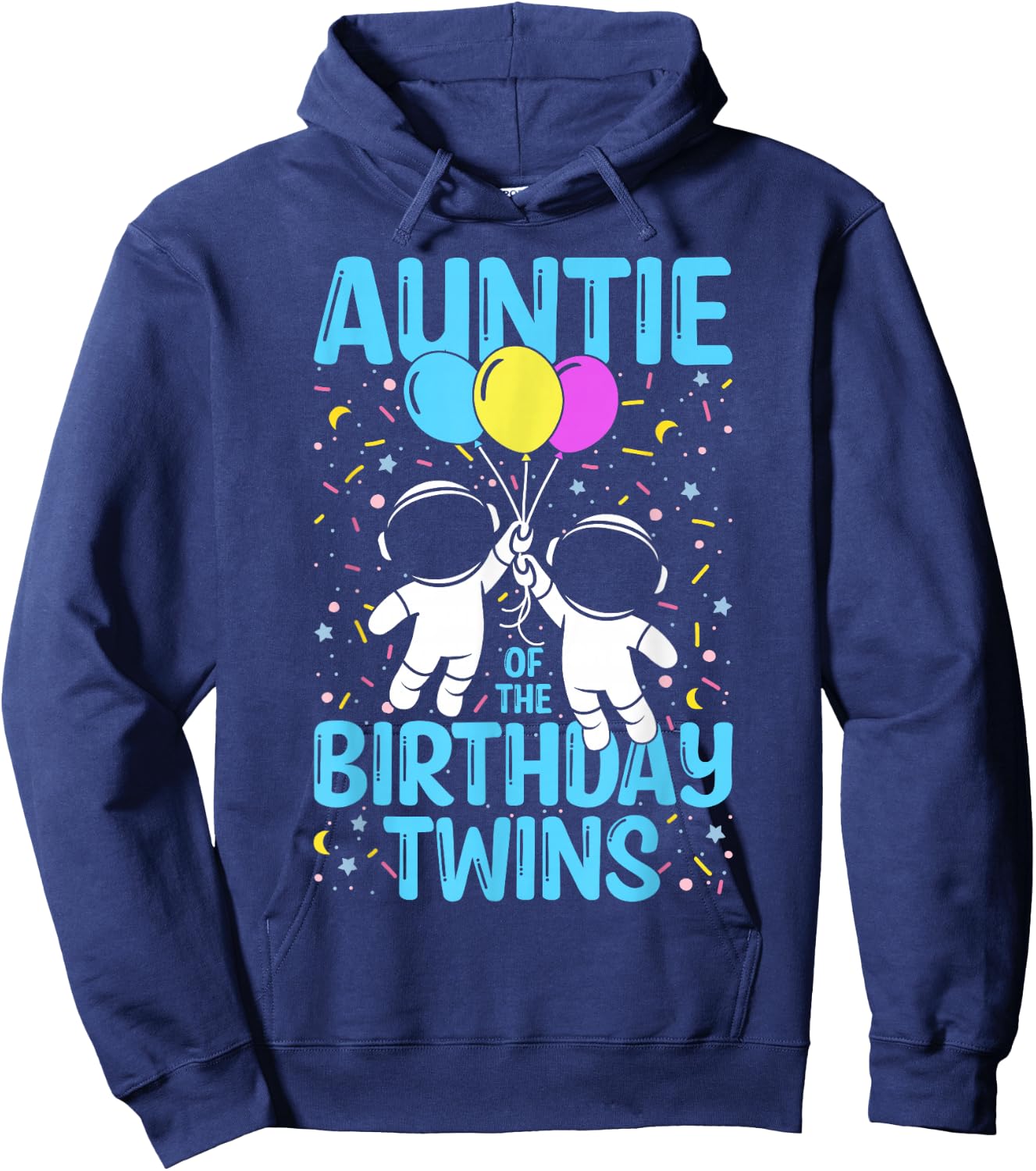 Aunt Of The Birthday Twins Astronaut Hoodie - Hoodie | Navy