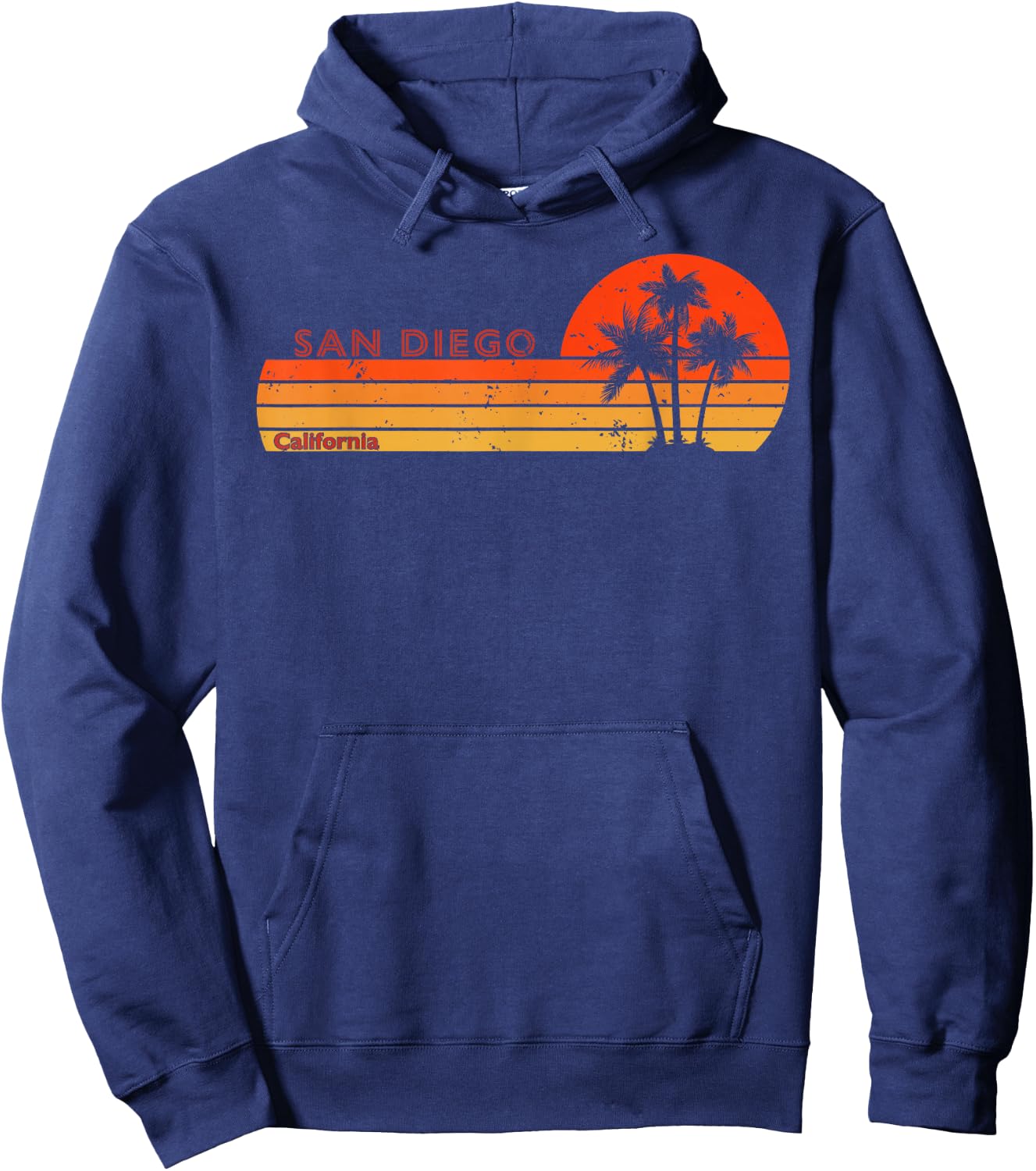 San Diego California Retro Vintage Sunset Hoodie - Hoodie | Navy