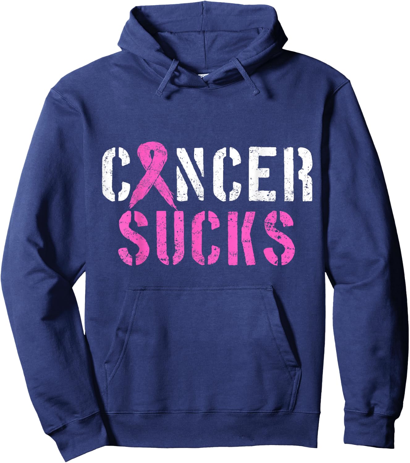 Cancer Sucks Pink Ribbon Hoodie - Hoodie | Navy