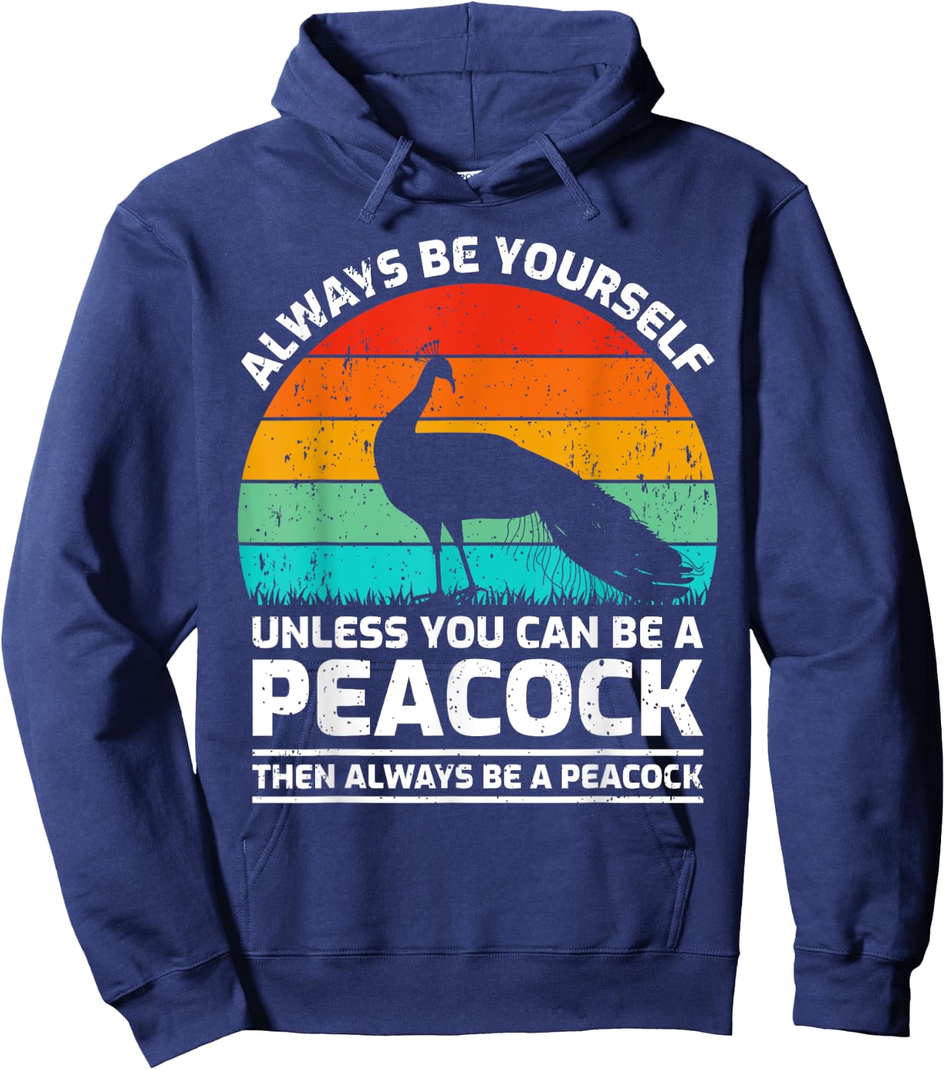 Vintage Peacock Bird Lover Retro Cute Peacock Hoodie - Hoodie | Navy