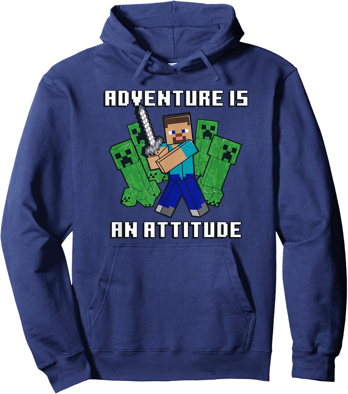 Minecraft Steve Fights Creepers Adventure Hoodie - Hoodie | Navy