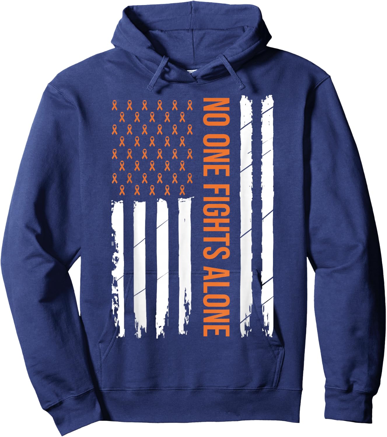 Kidney Cancer Awareness Orange Ribbon Hoodie - Hoodie | Navy