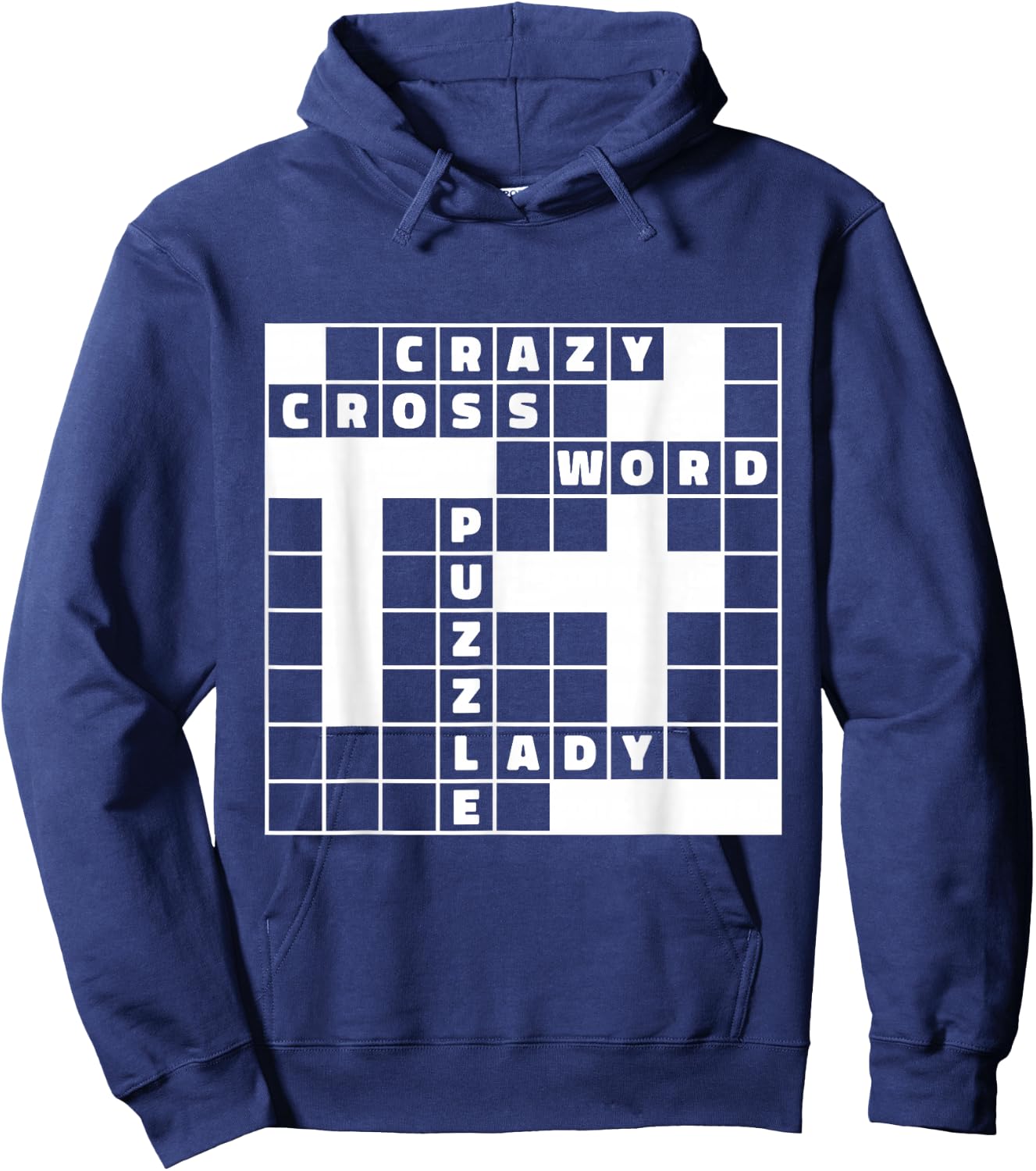 Crazy Crossword Puzzle Lady, Crossword Puzzles Hoodie - Hoodie | Navy
