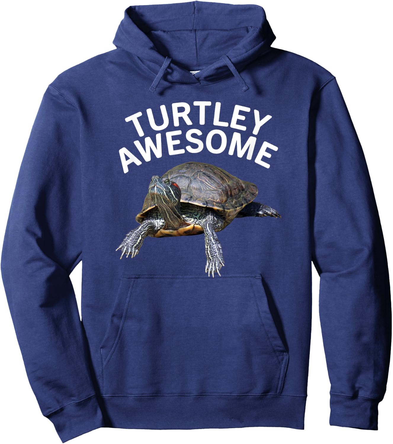 Turtley Awesome Red Ear Slider Turtle Hoodie - Hoodie | Navy